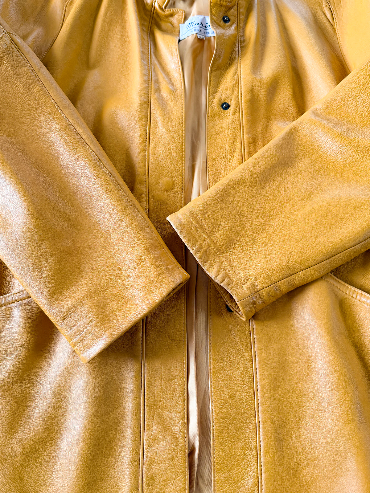 Vintage Ochre Yellow Leather Jacket by Marina | 1980s