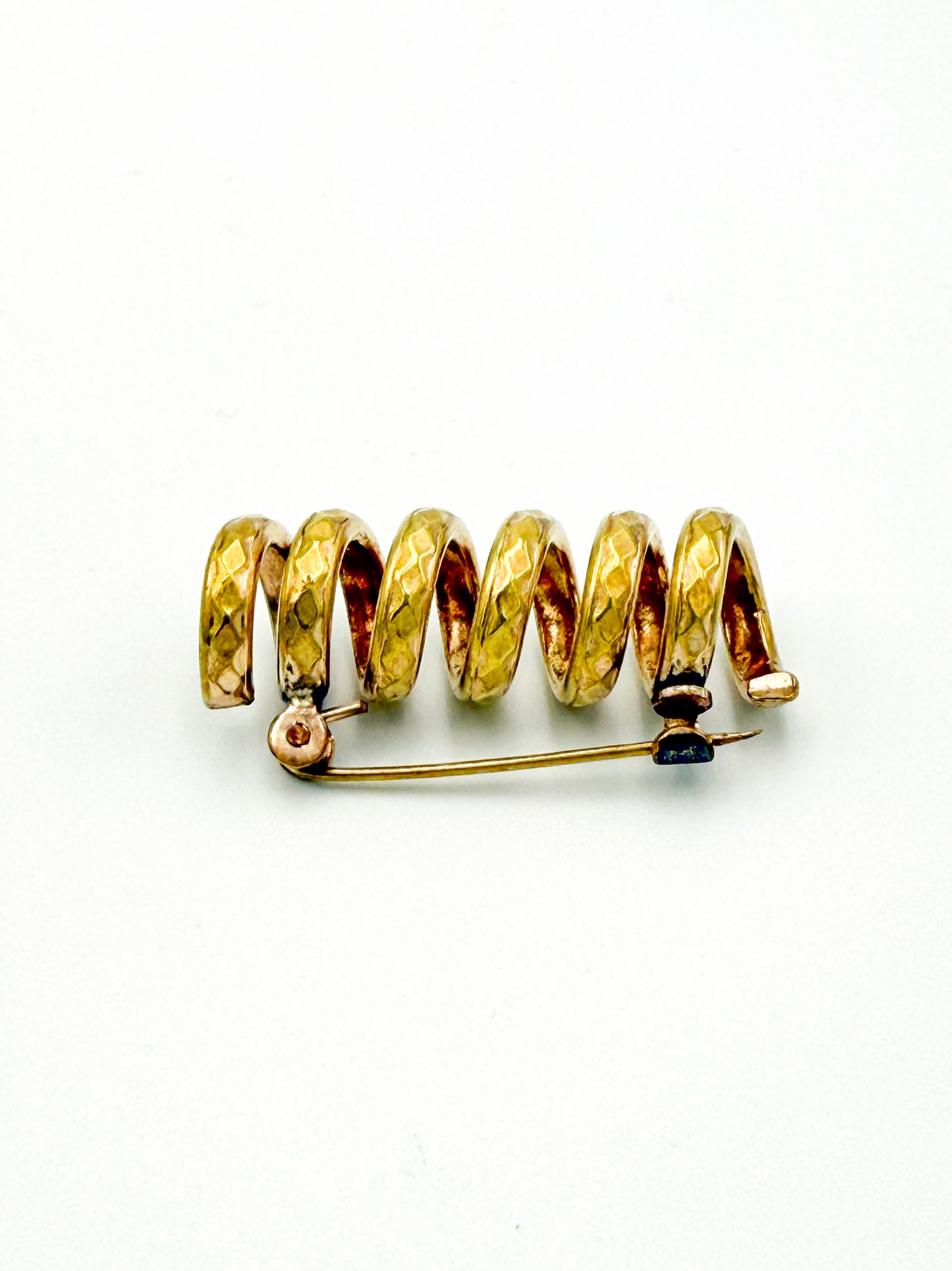 Vintage Hammered Spiral Coil Brooch | Mid-Century Modern, Mid-20th Century