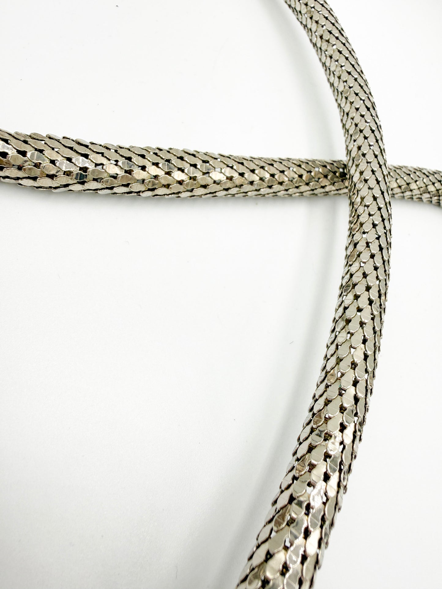 Vintage XL Snake Mesh Necklace attributed to DL Auld Co. | Sculptural Statement Jewelry, 1970/80s