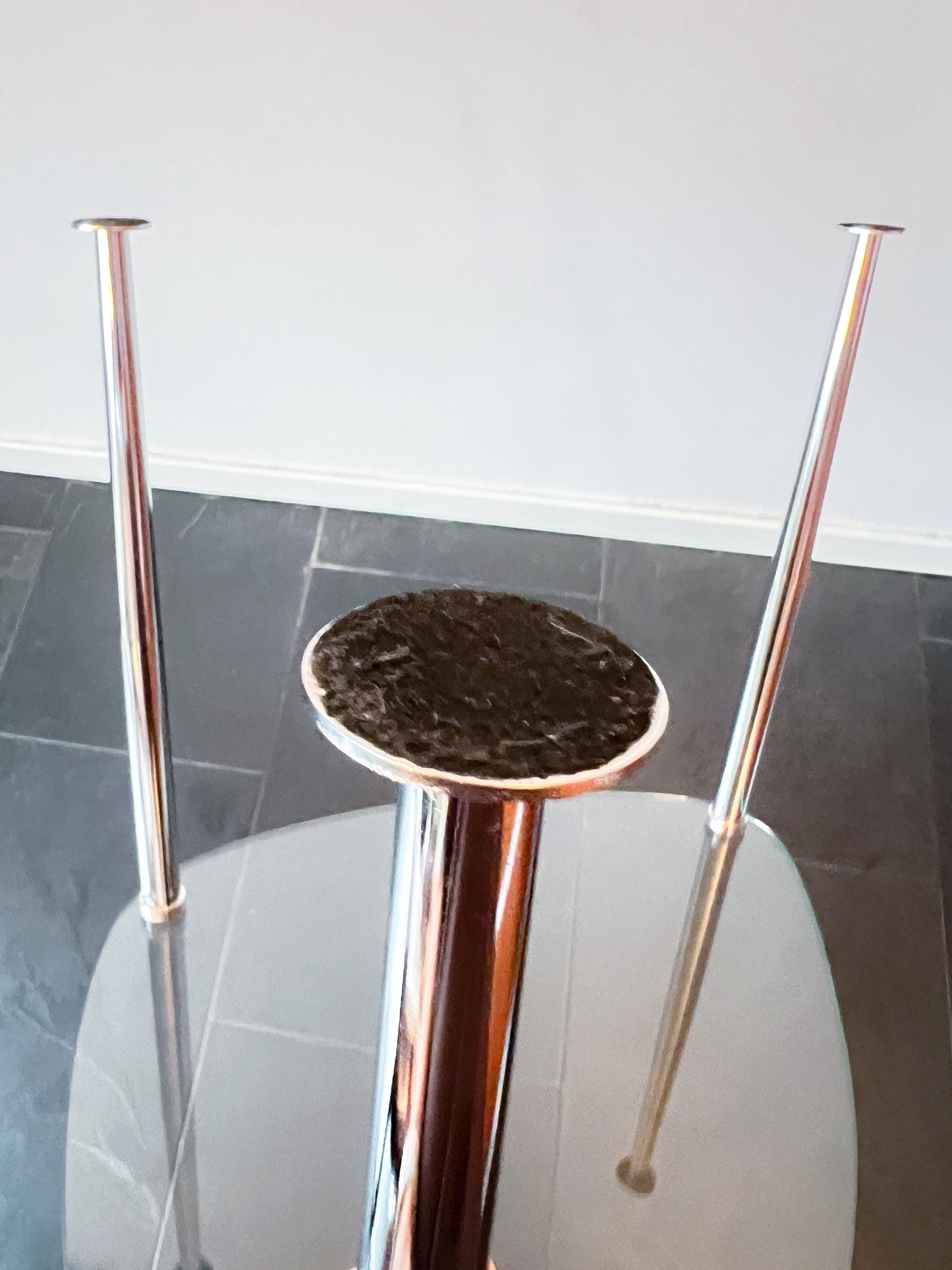 Vintage Triangular Coffee Table in Glass and Chrome | Minimalist Modernist, 1960/70s