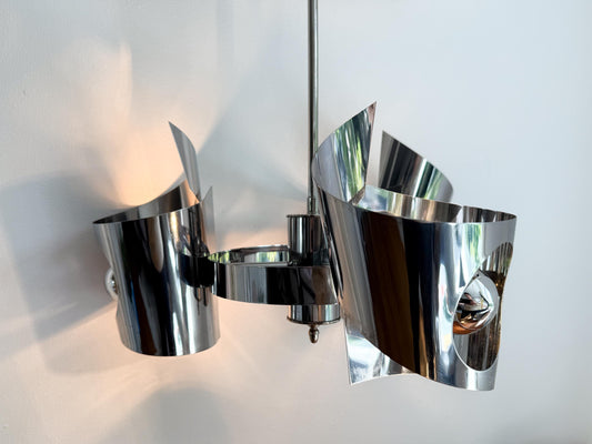 Vintage Space Age Chrome Pendant Lamp | Mid-Century Modern