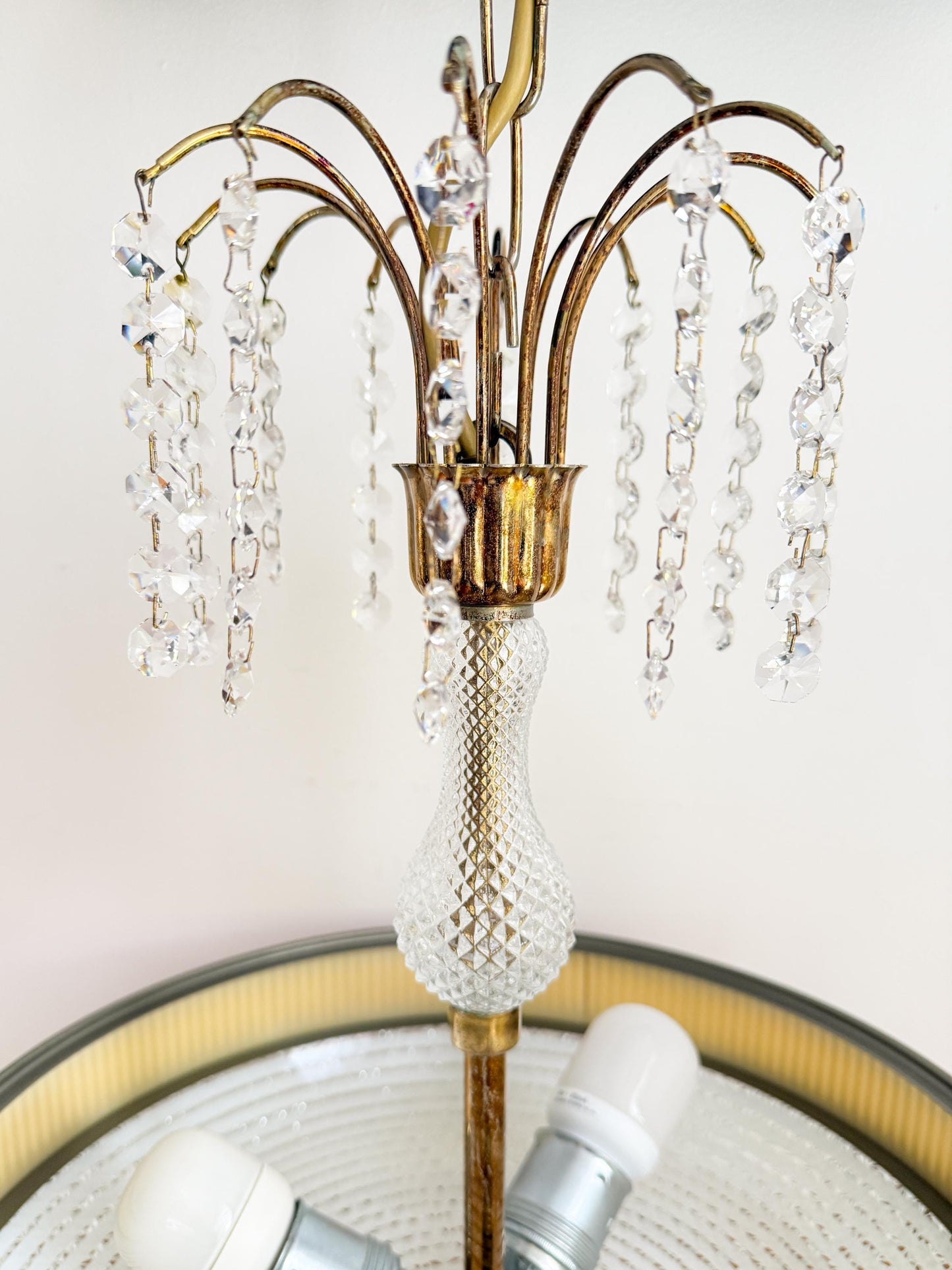 Vintage Brass and Glass Pendant | Mid-Century