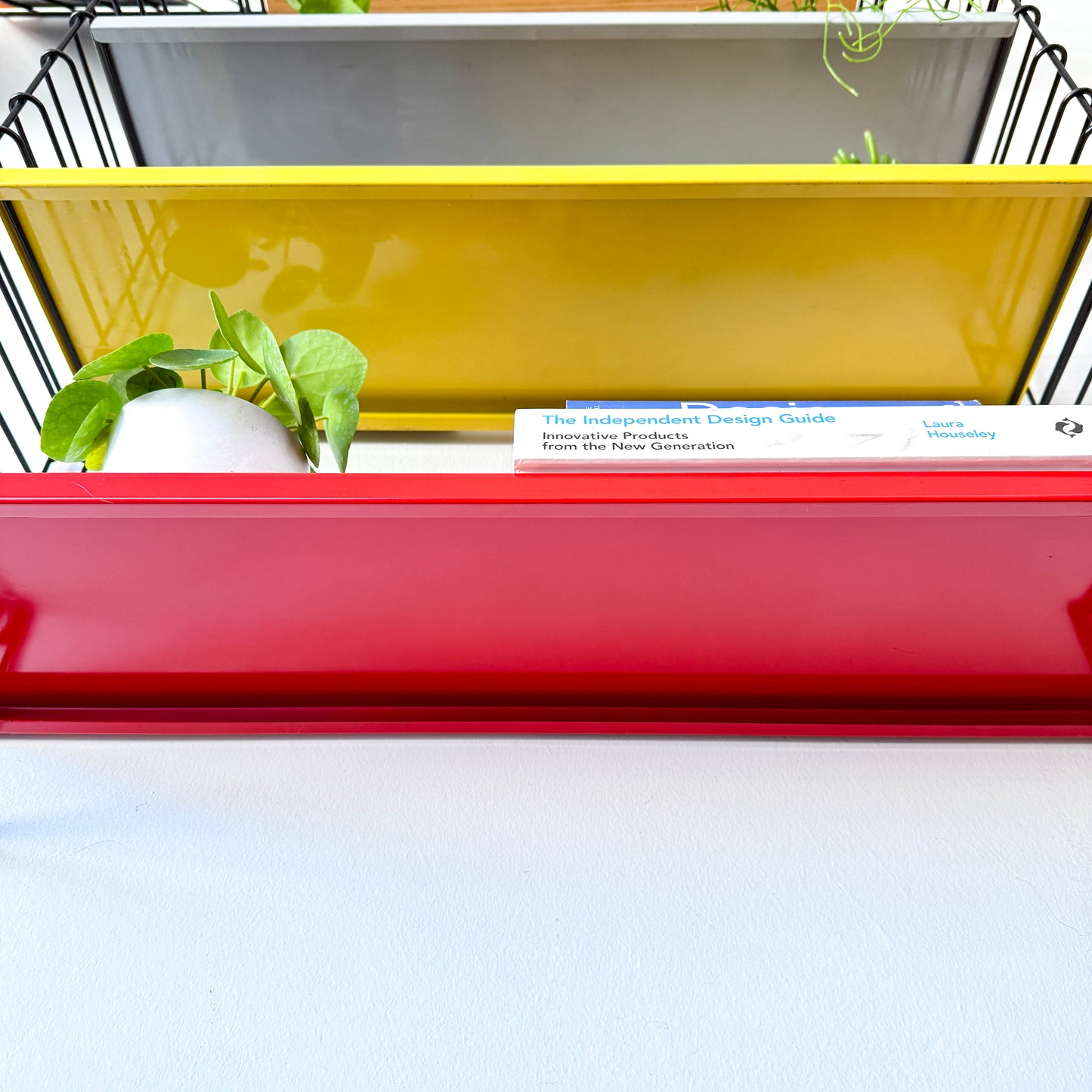 Vintage Tomado Wall Rack in Red, Yellow and Grey by Adriaan Dekker | Mid-Century Modern, 1970s