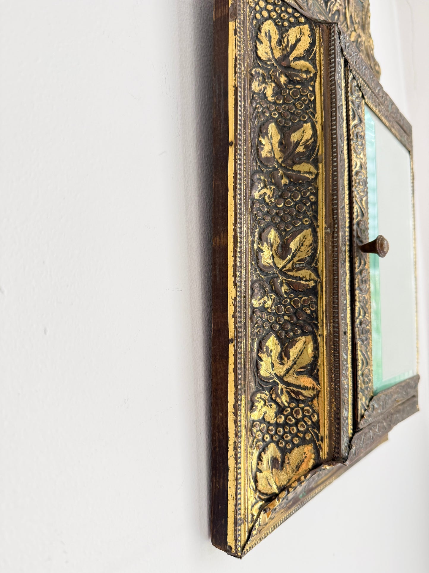Antique Wall Cabinet with Beveled Mirror and Brush | Victorian, late 19th / early 20th Century