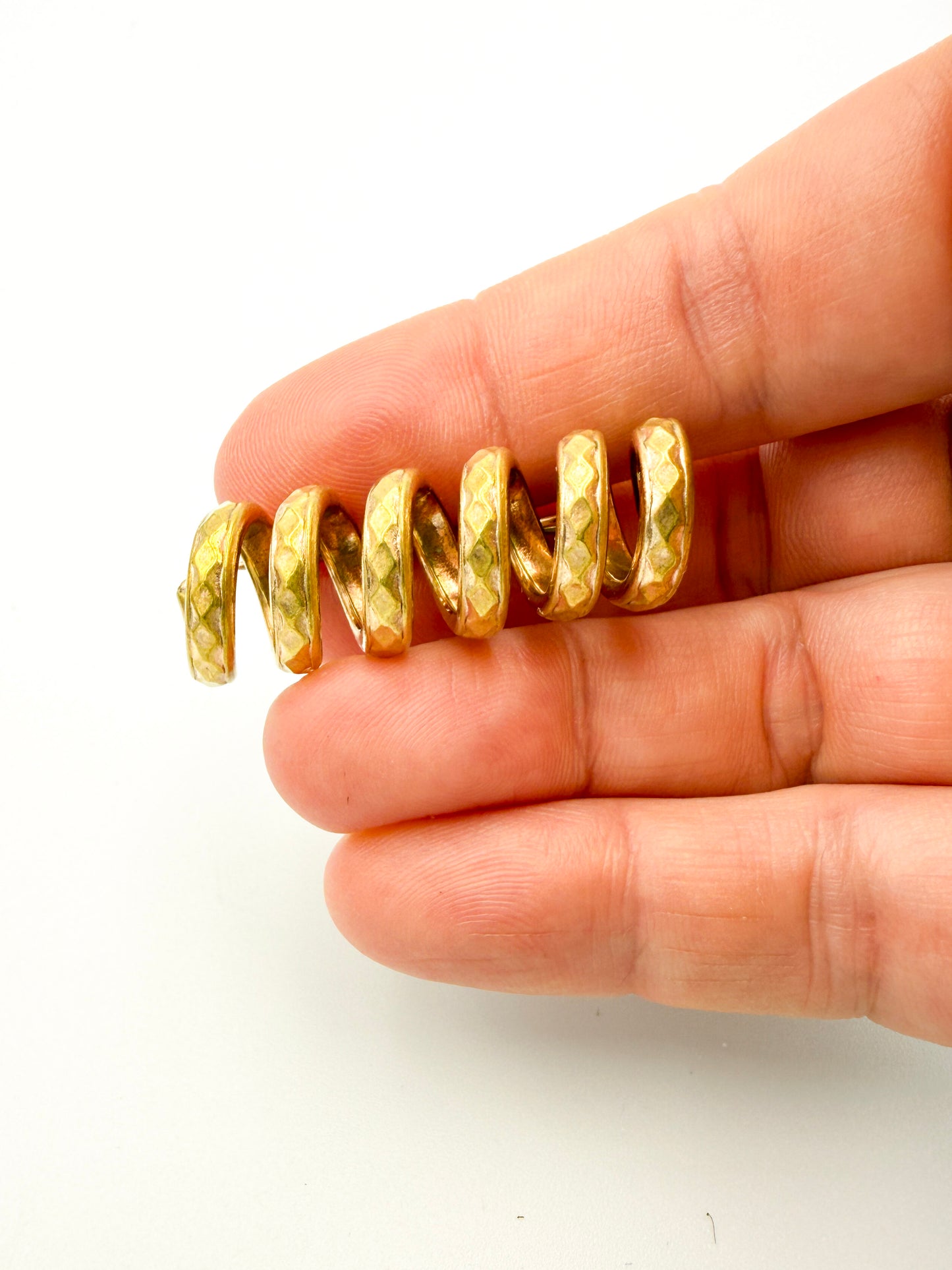 Vintage Hammered Spiral Coil Brooch | Mid-Century Modern, Mid-20th Century