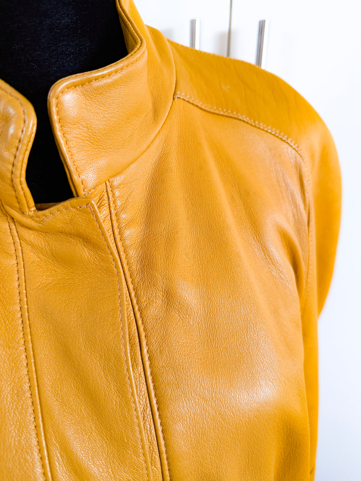 Vintage Ochre Yellow Leather Jacket by Marina | 1980s