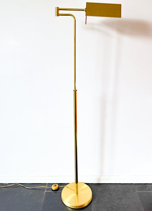 Vintage Dijkstra Brass Floor Lamp with Adjustable Height and Swing Arm | Mid-Century Modern, 1970s