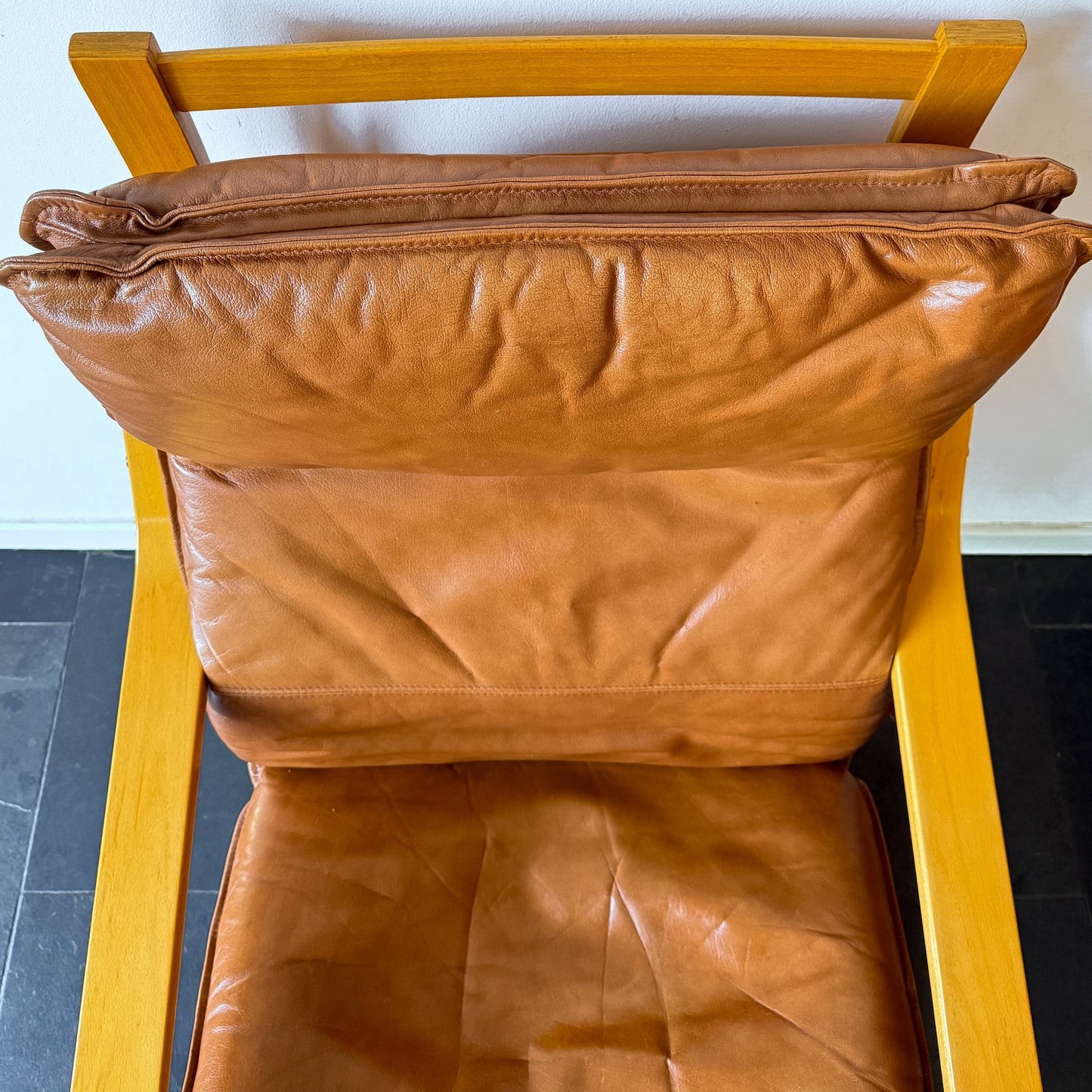 Vintage IKEA Poäng Armchair in Cognac Leather by Noboru Nakamura | Scandinavian Modern, late 20th Century