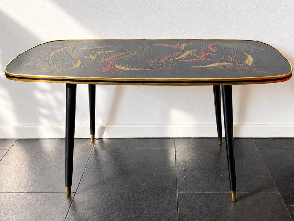 Vintage Rectangular Formica Coffee Table with Botanical Motif | Mid-Century Modern, 1960/70s