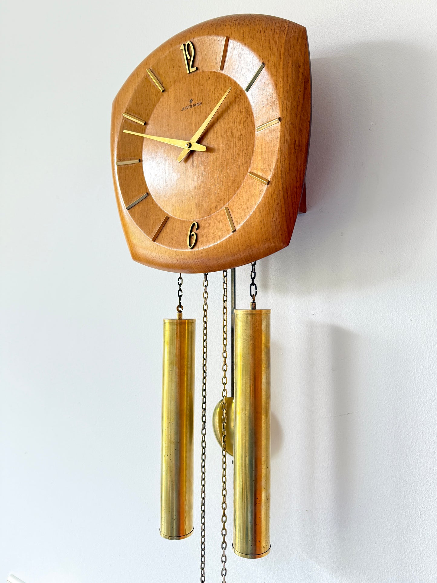 Vintage Junghans Wall Clock with Pendulum and Weights | Mid-Century Modern, Mid-20th Century