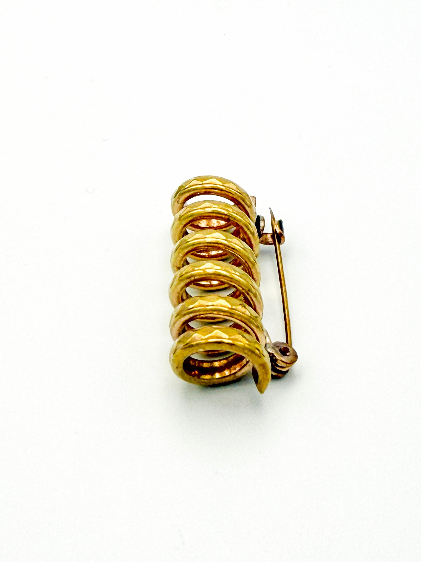 Vintage Hammered Spiral Coil Brooch | Mid-Century Modern, Mid-20th Century