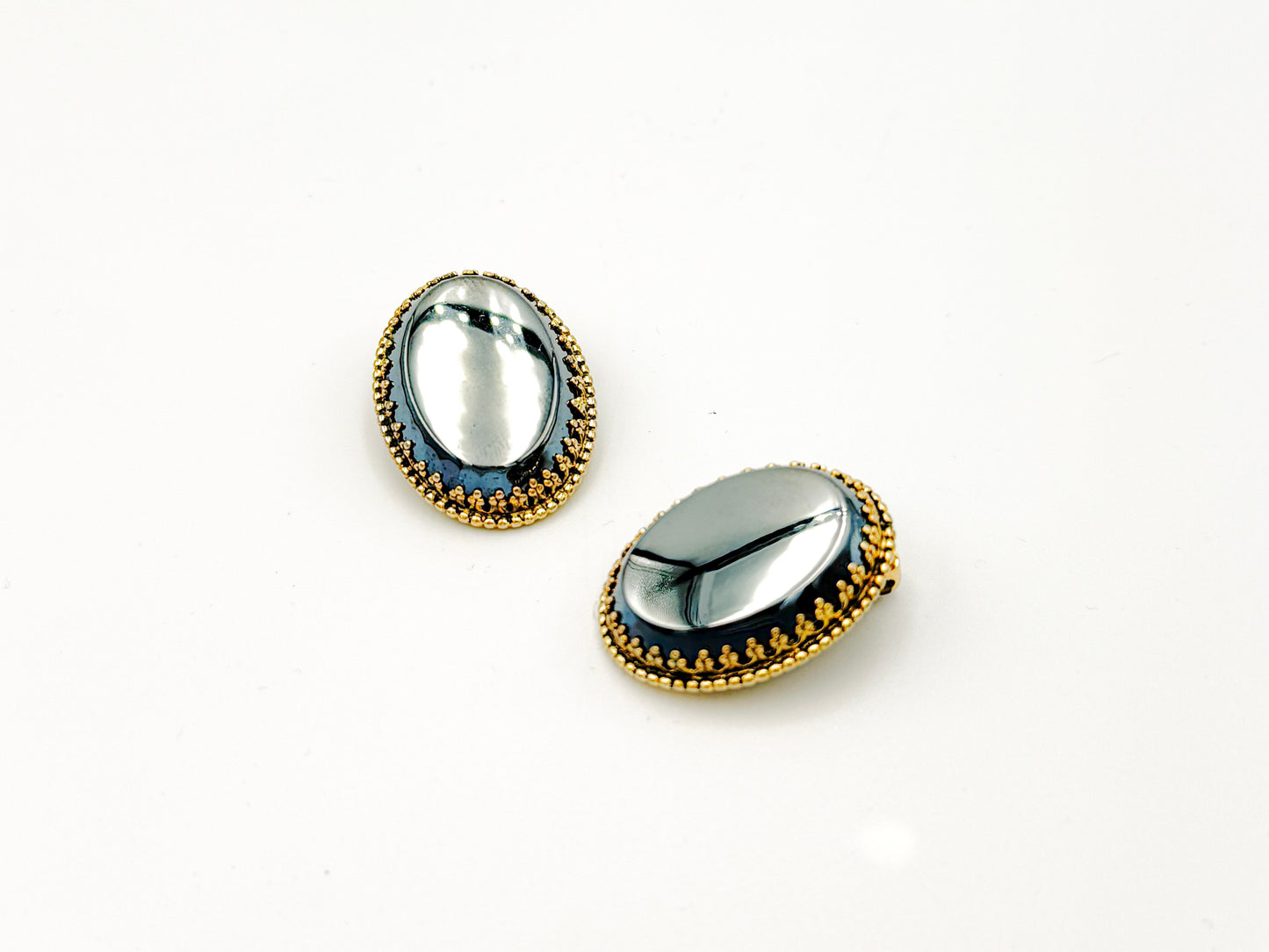 Whiting & Davis Hematite Clip-On Earrings | Vintage Glamour, Mid/Late 20th Century