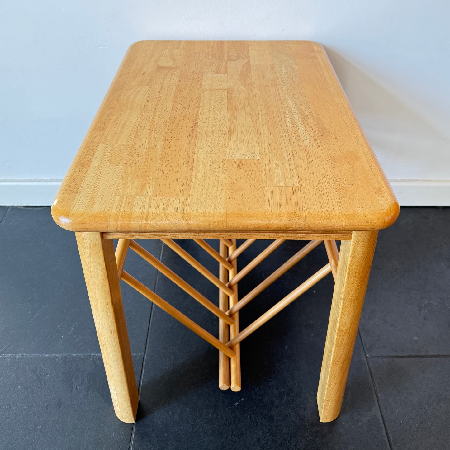 Vintage Wooden Side Table with Magazine Rack | Mid-Century Modern, Late 20th Century