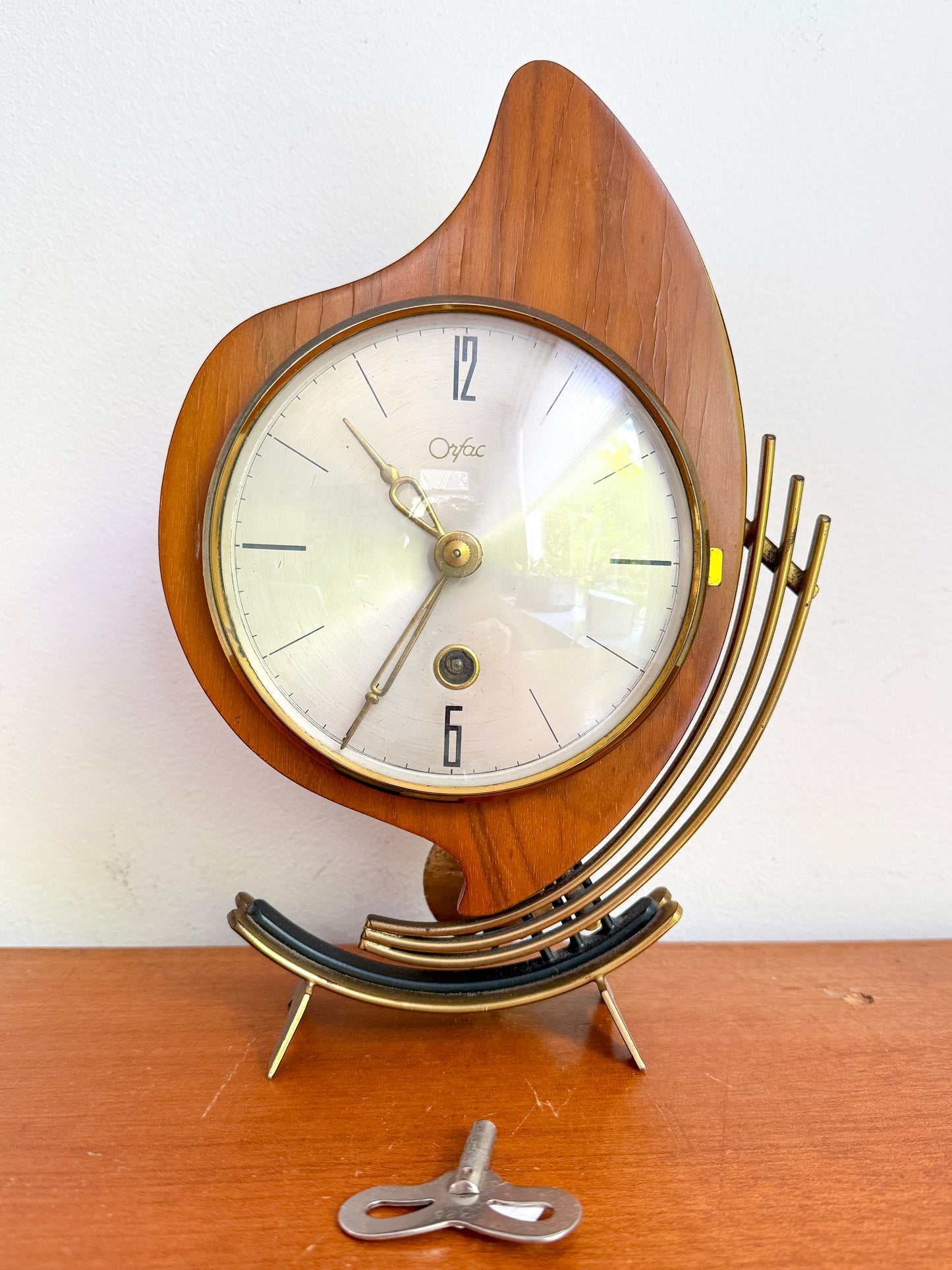Vintage Orfac Sculptural Mantel Clock | Mid-Century Modern, Mid 20th Century