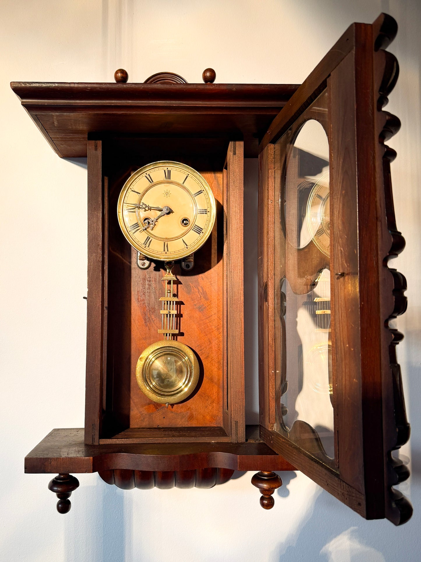 Antique Pendulum Wall Clock by Junghans  | Historicist / Black Forest Style, early 20th Century