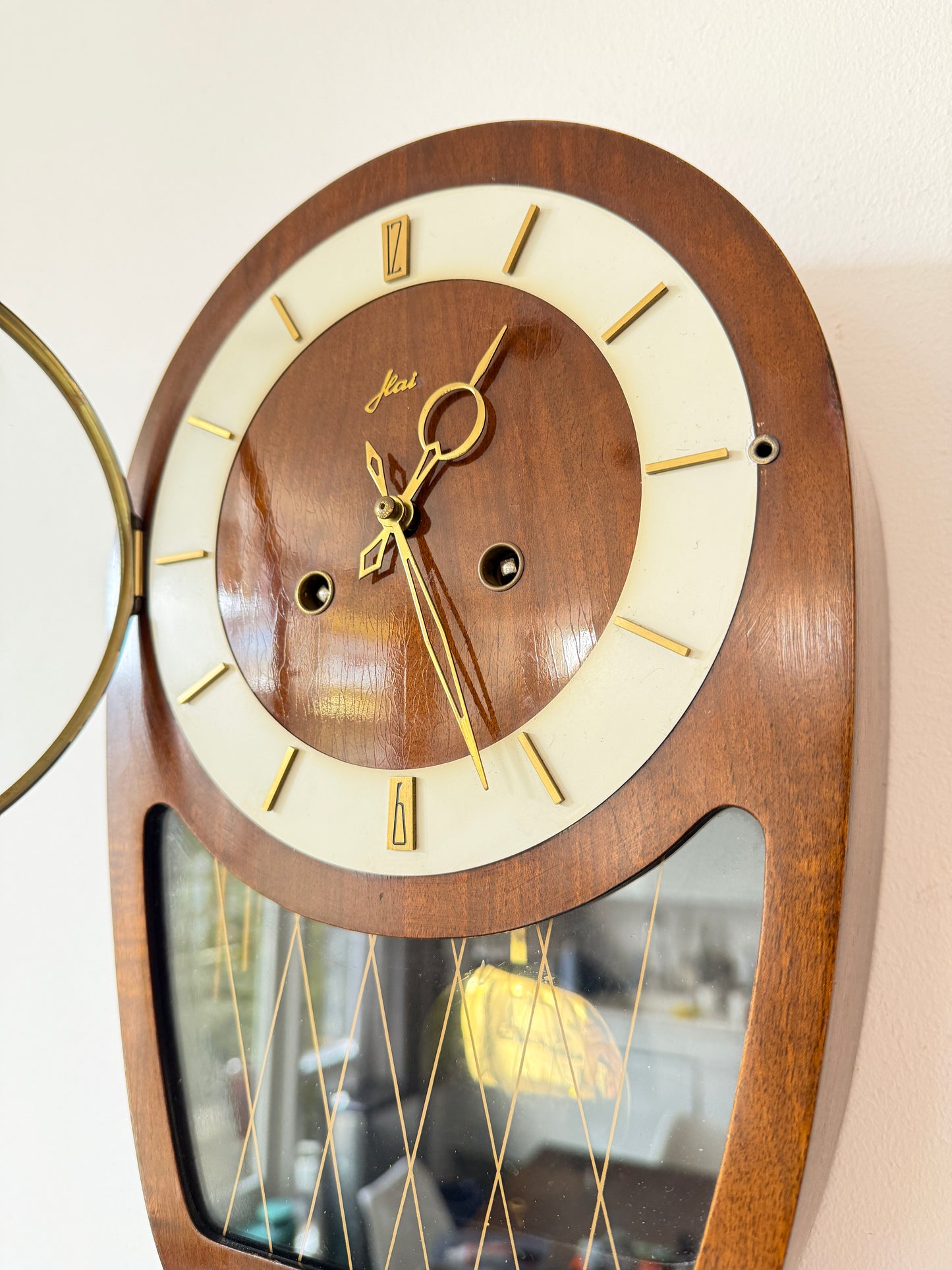 Vintage Haid Wall Clock with Hermle Movement | Mid-Century Modern, 1950s