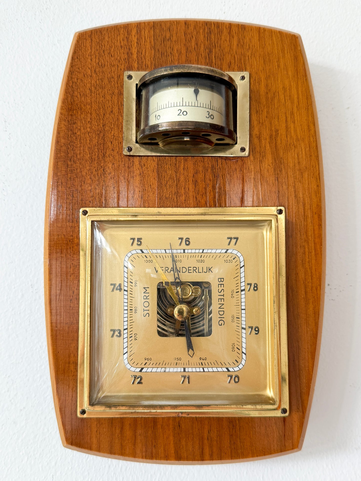 Vintage Wall Barometer with Thermometer | Mid-Century Modern, Mid-20th century