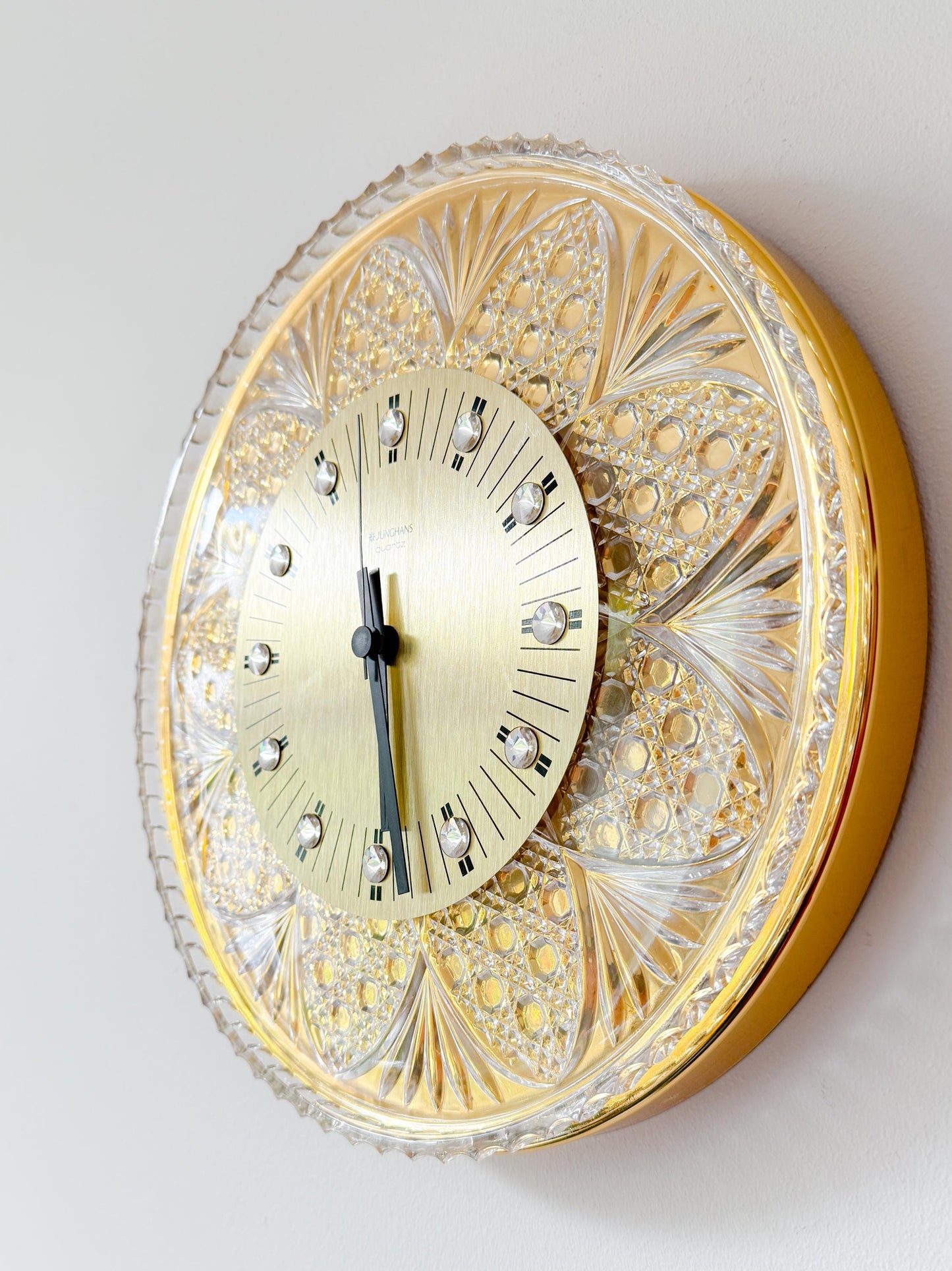 Junghans & Joska Waldglashütte 24 KT Gold Plated Wall Clock | Mid-Century Modern, 1960-70s