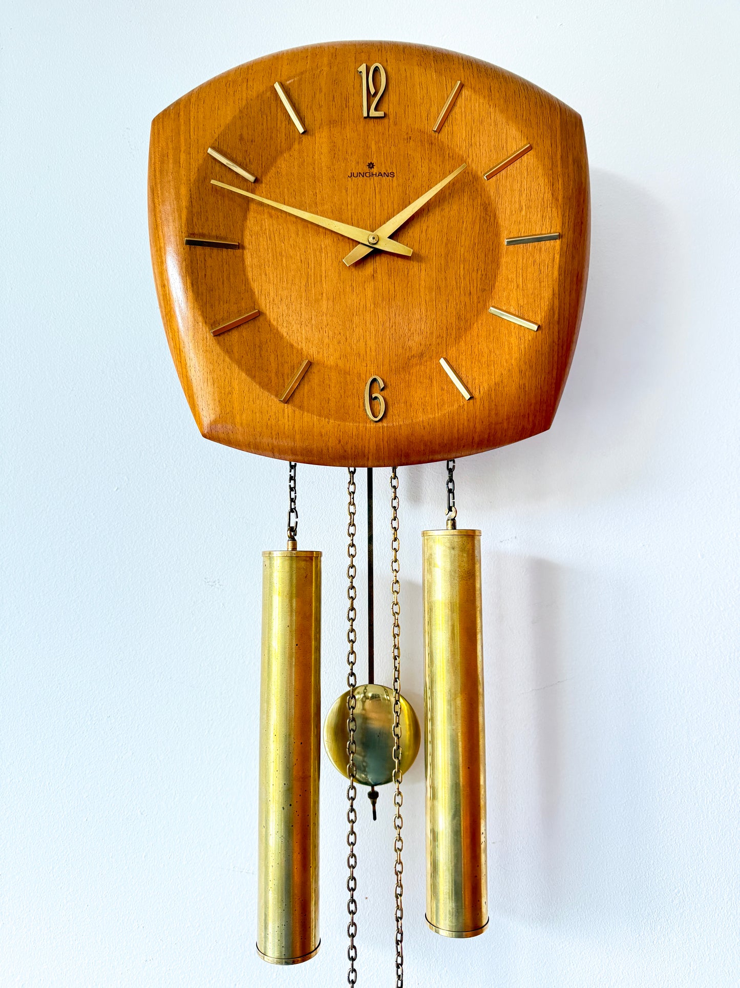 Vintage Junghans Wall Clock with Pendulum and Weights | Mid-Century Modern, Mid-20th Century