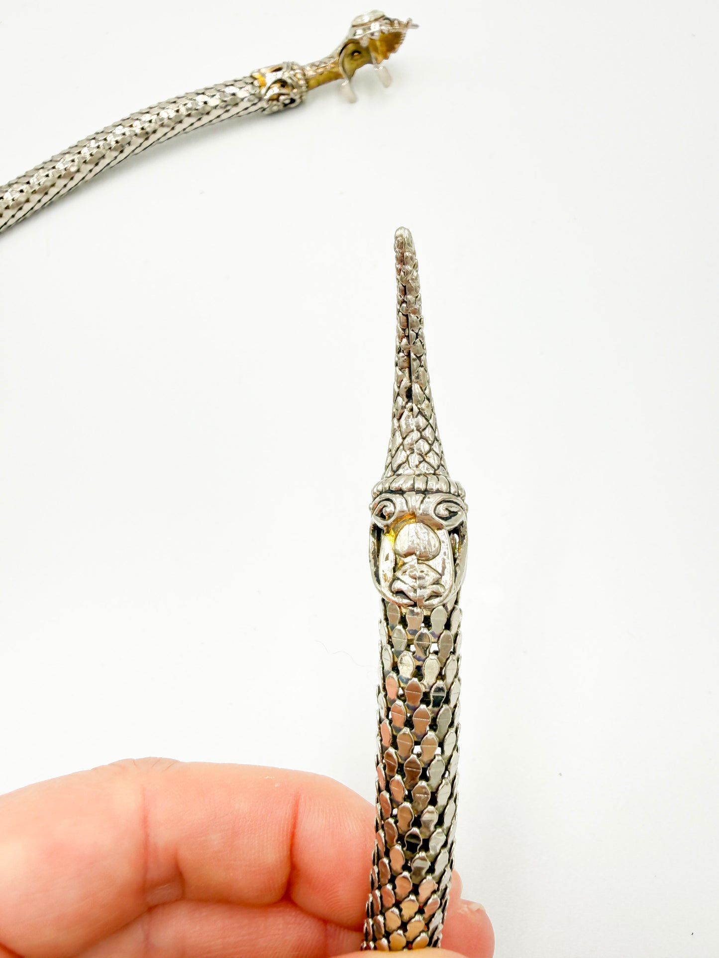Vintage XL Snake Mesh Necklace attributed to DL Auld Co. | Sculptural Statement Jewelry, 1970/80s