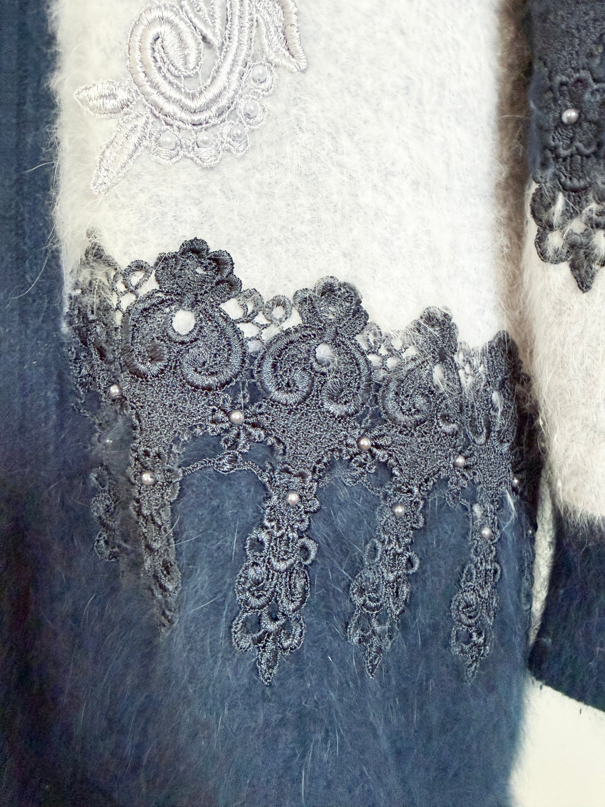 Vintage Cindrela Angora Blend Embroidered Cardigan | Romantic Vintage Style, Mid/Late 20th Century