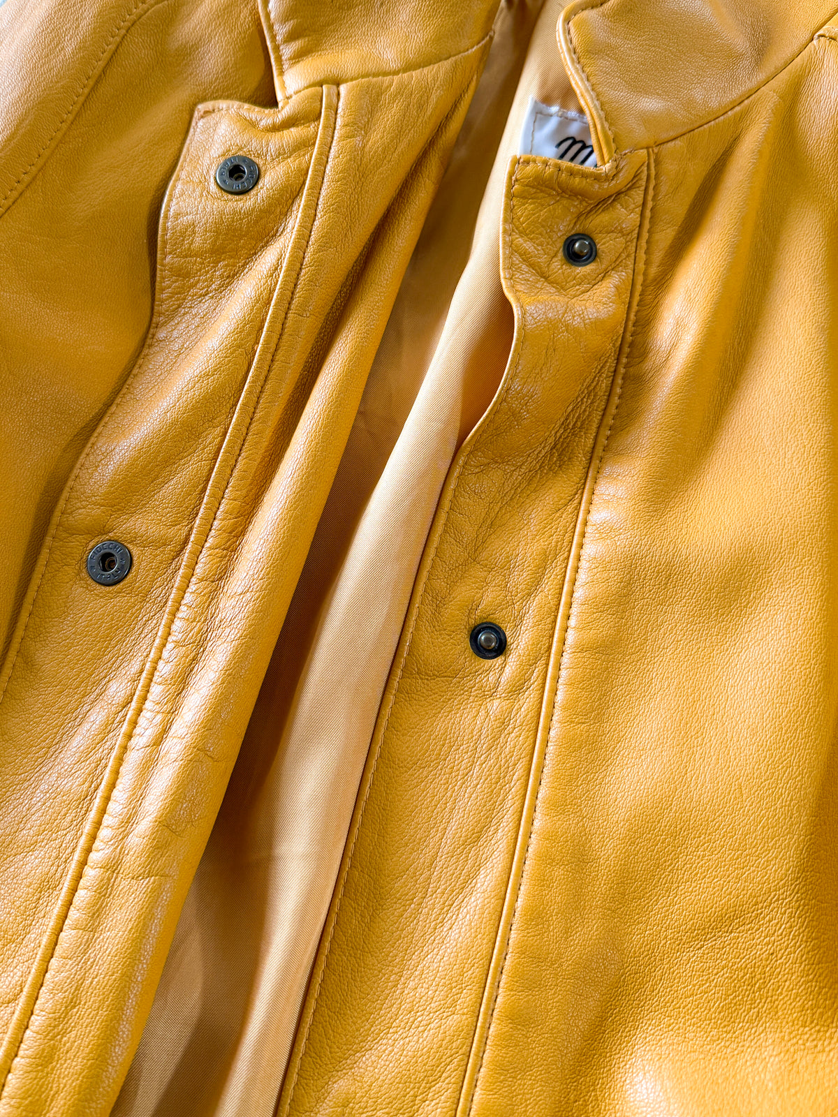 Vintage Ochre Yellow Leather Jacket by Marina | 1980s
