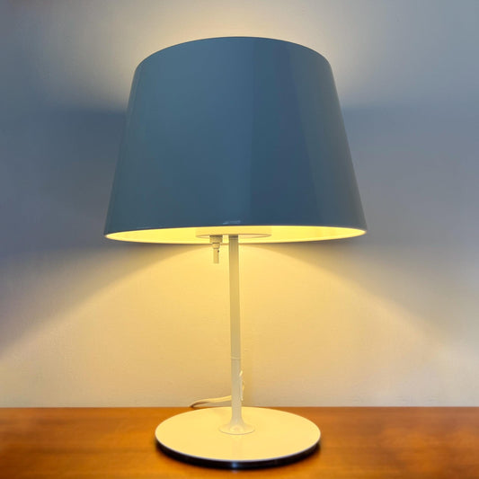Scandinavian modern IKEA Kulla large table lamp by Christina Halskov &amp; Hanne Dalsgaard, 1990s, white powder-coated metal.
