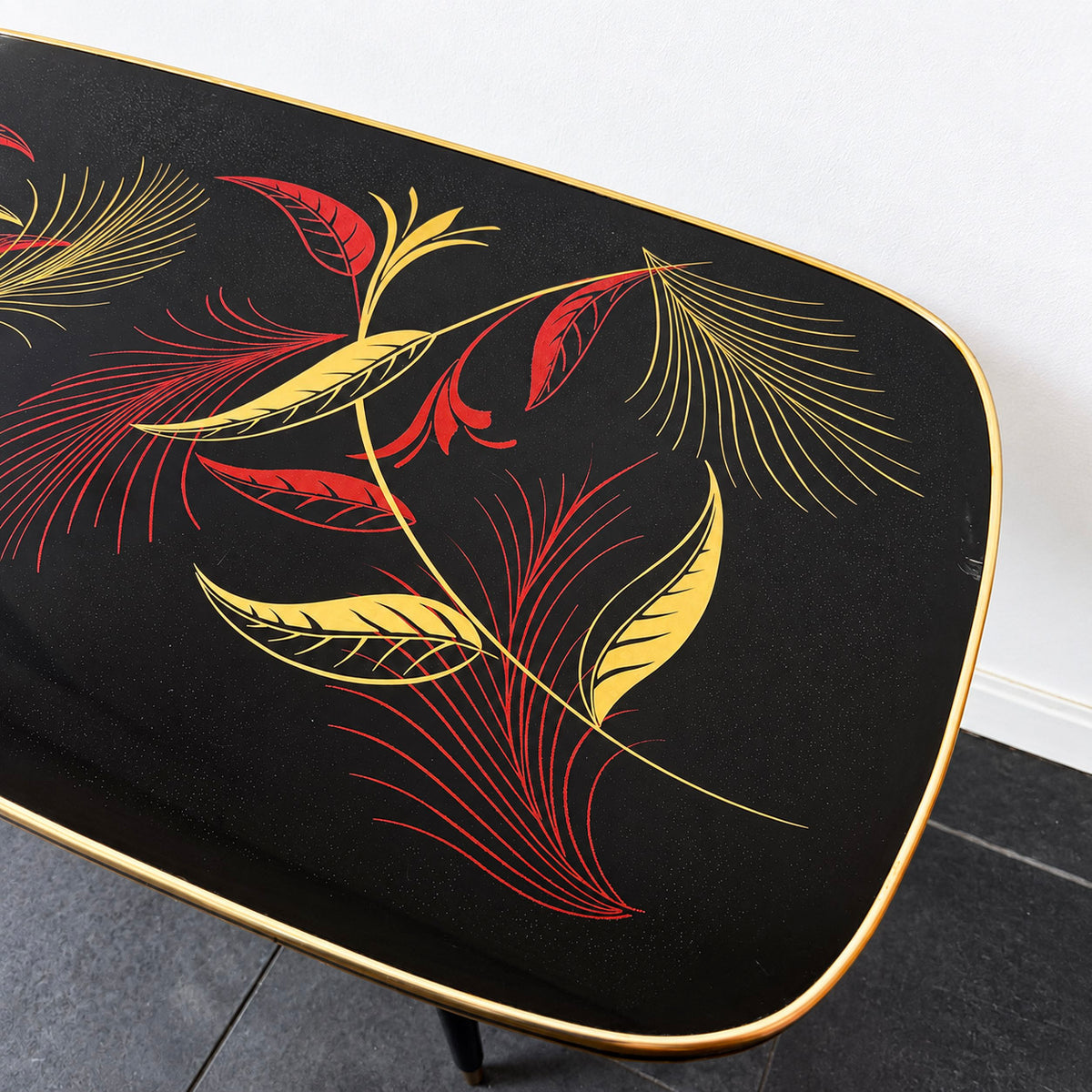 Vintage Rectangular Formica Coffee Table with Botanical Motif | Mid-Century Modern, 1960/70s
