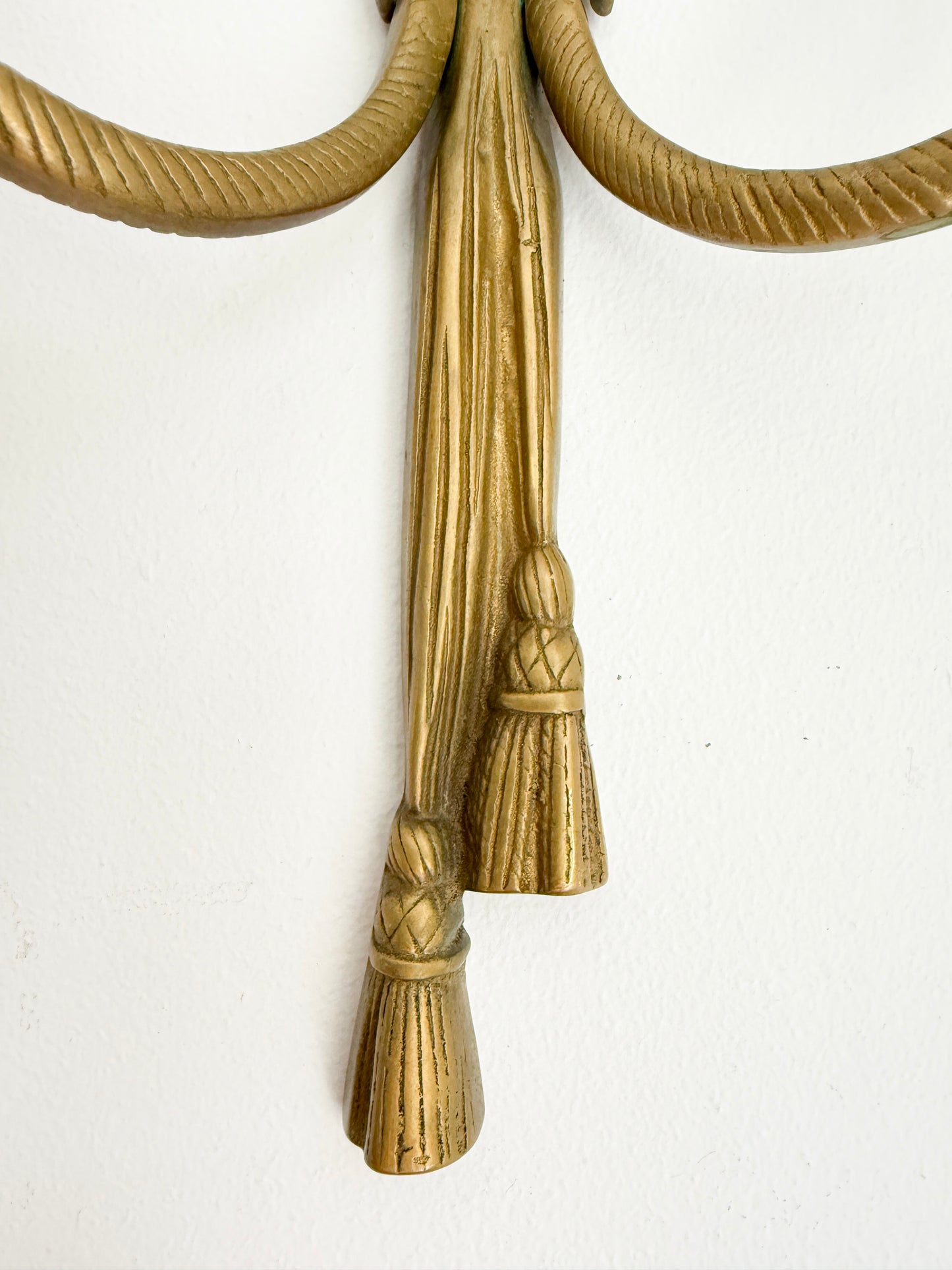 Vintage Brass Double Wall Candle Sconce | Neoclassical Style, Mid-20th Century