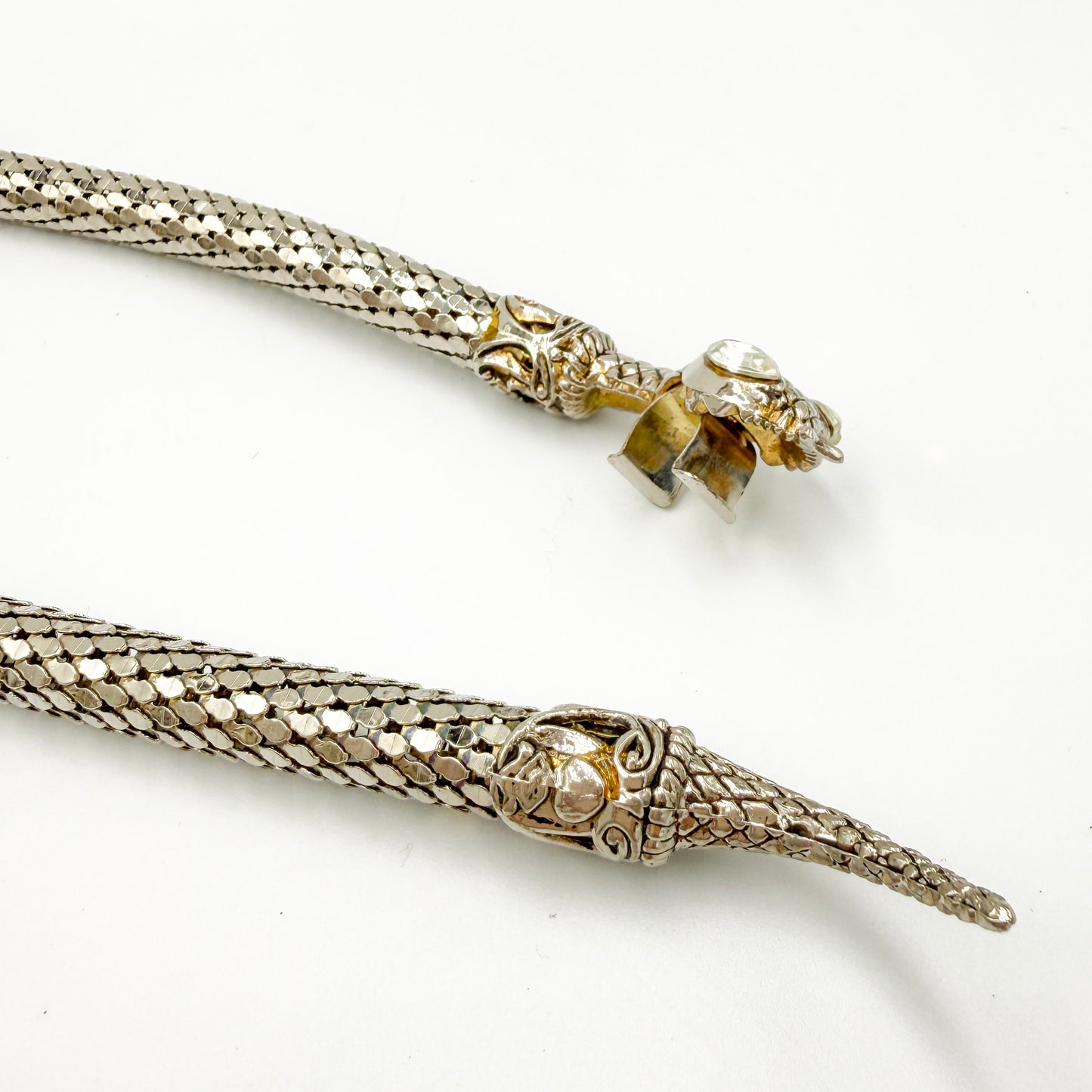 Vintage XL Snake Mesh Necklace attributed to DL Auld Co. | Sculptural Statement Jewelry, 1970/80s