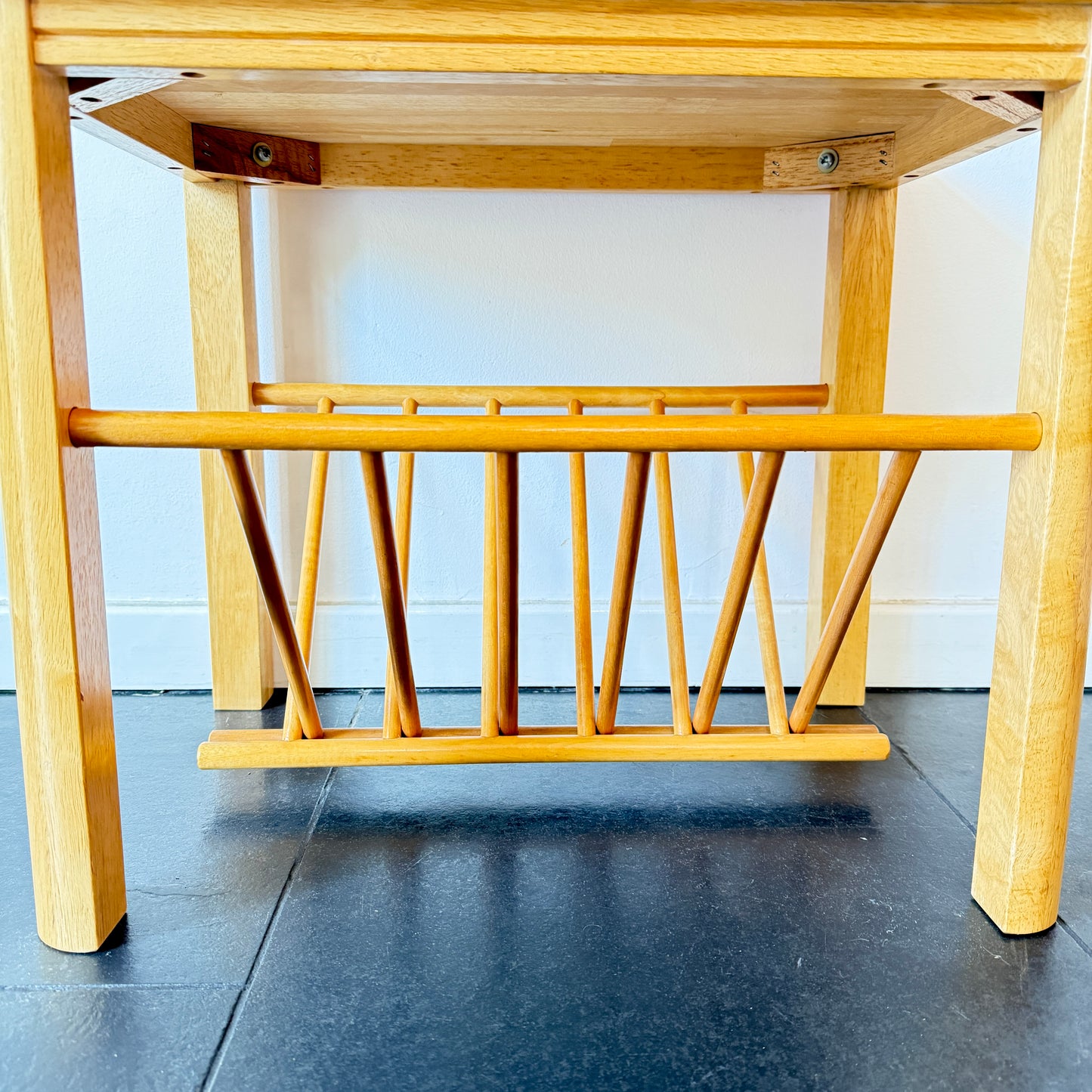 Vintage Wooden Side Table with Magazine Rack | Mid-Century Modern, Late 20th Century