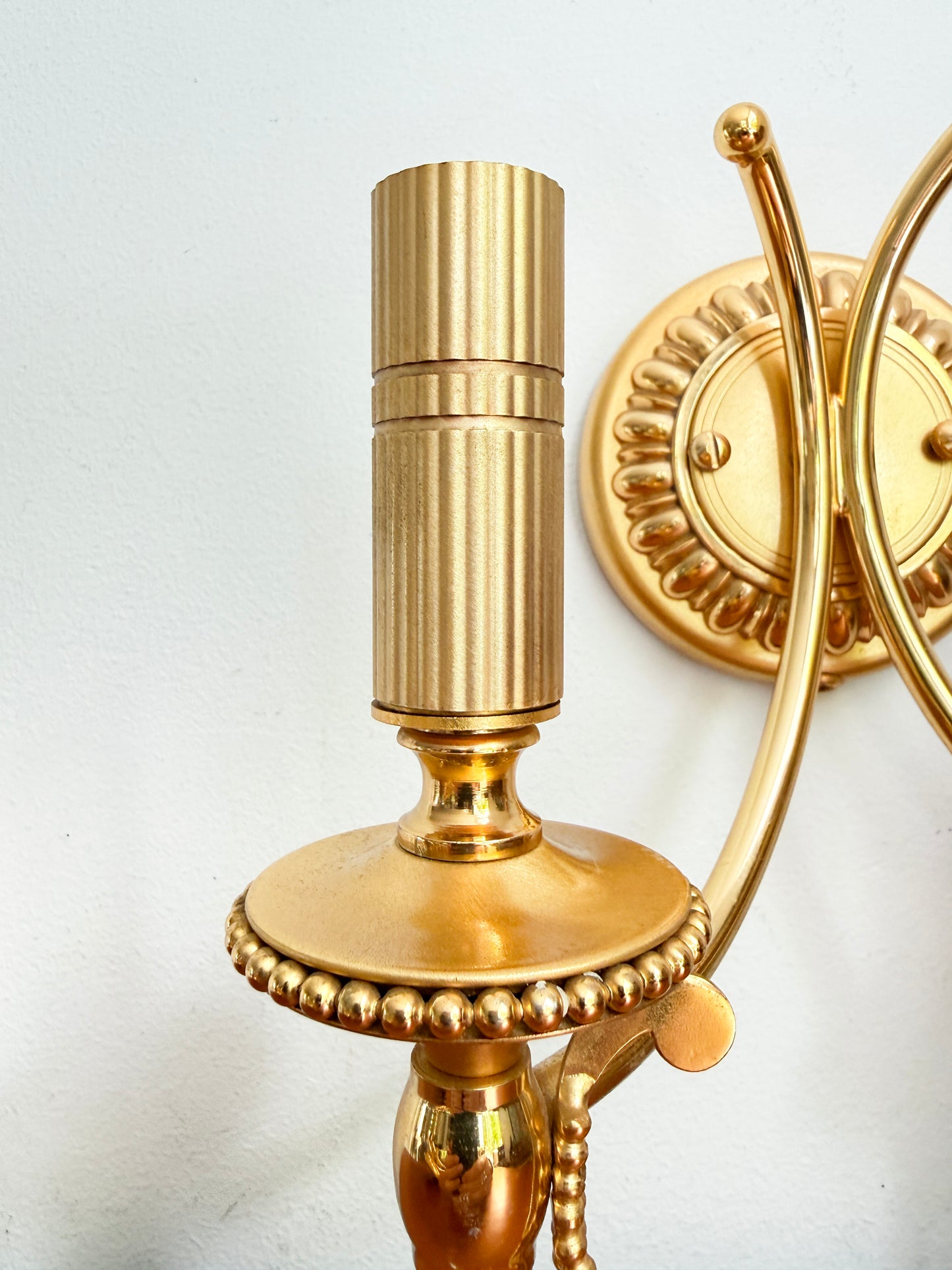 Vintage Pair of Gaetano Sciolari Double Wall Sconces in Gilt Brass | Hollywood Regency, 1960/70s