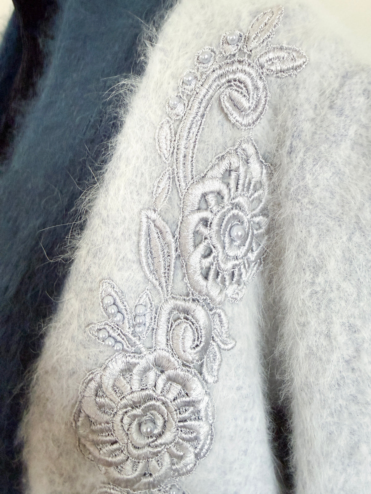 Vintage Cindrela Angora Blend Embroidered Cardigan | Romantic Vintage Style, Mid/Late 20th Century