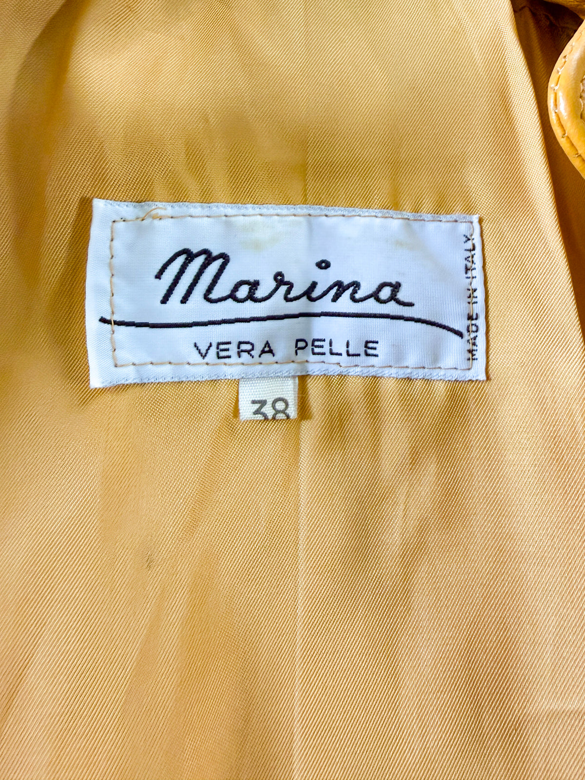 Vintage Ochre Yellow Leather Jacket by Marina | 1980s
