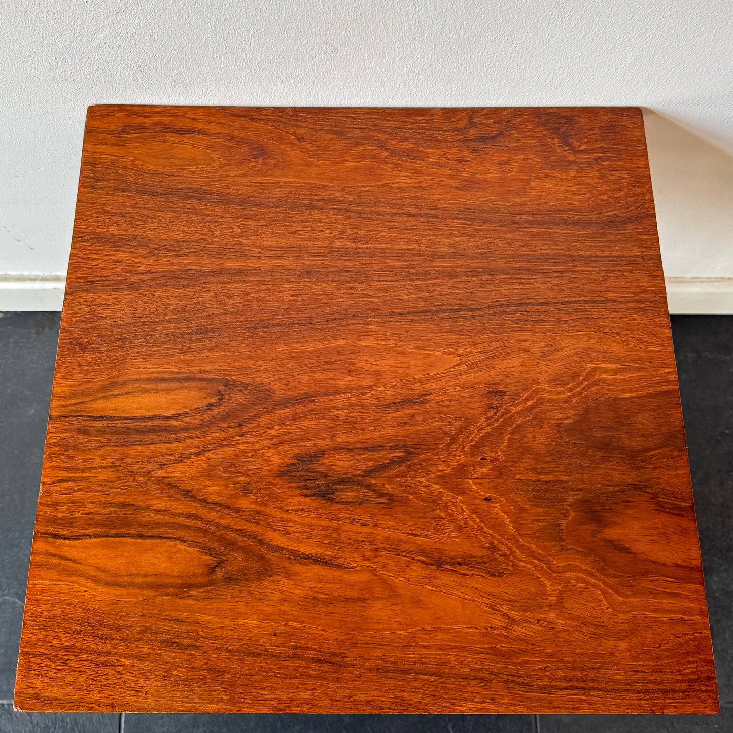 Vintage Mid-Century Modern Magazine Table in Wood and Black Metal | Modernist, Mid-20th century
