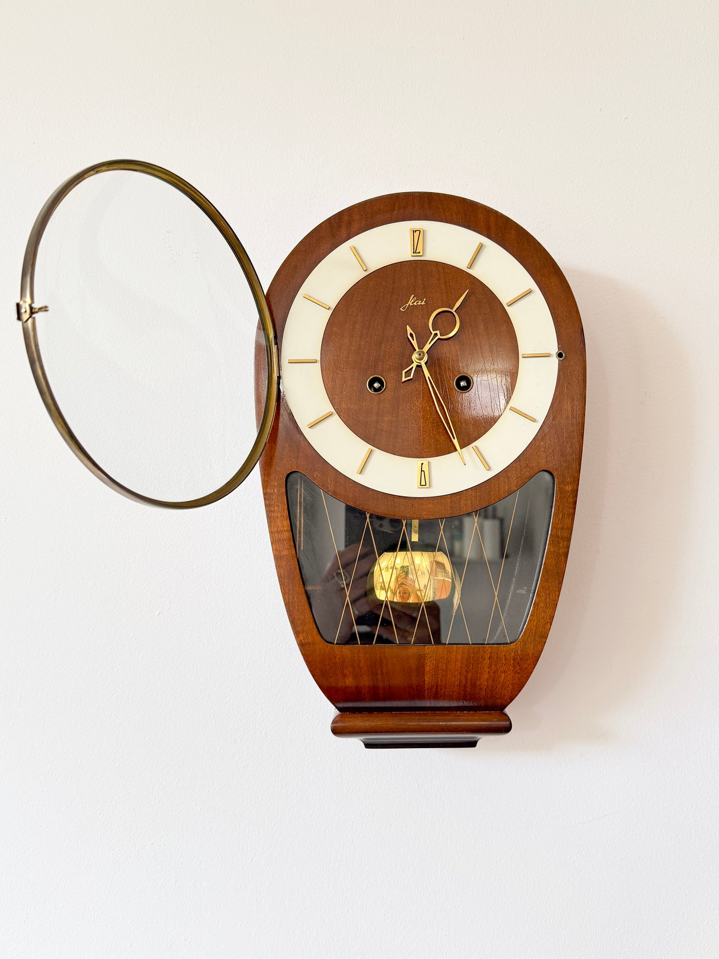 Vintage Haid Wall Clock with Hermle Movement | Mid-Century Modern, 1950s