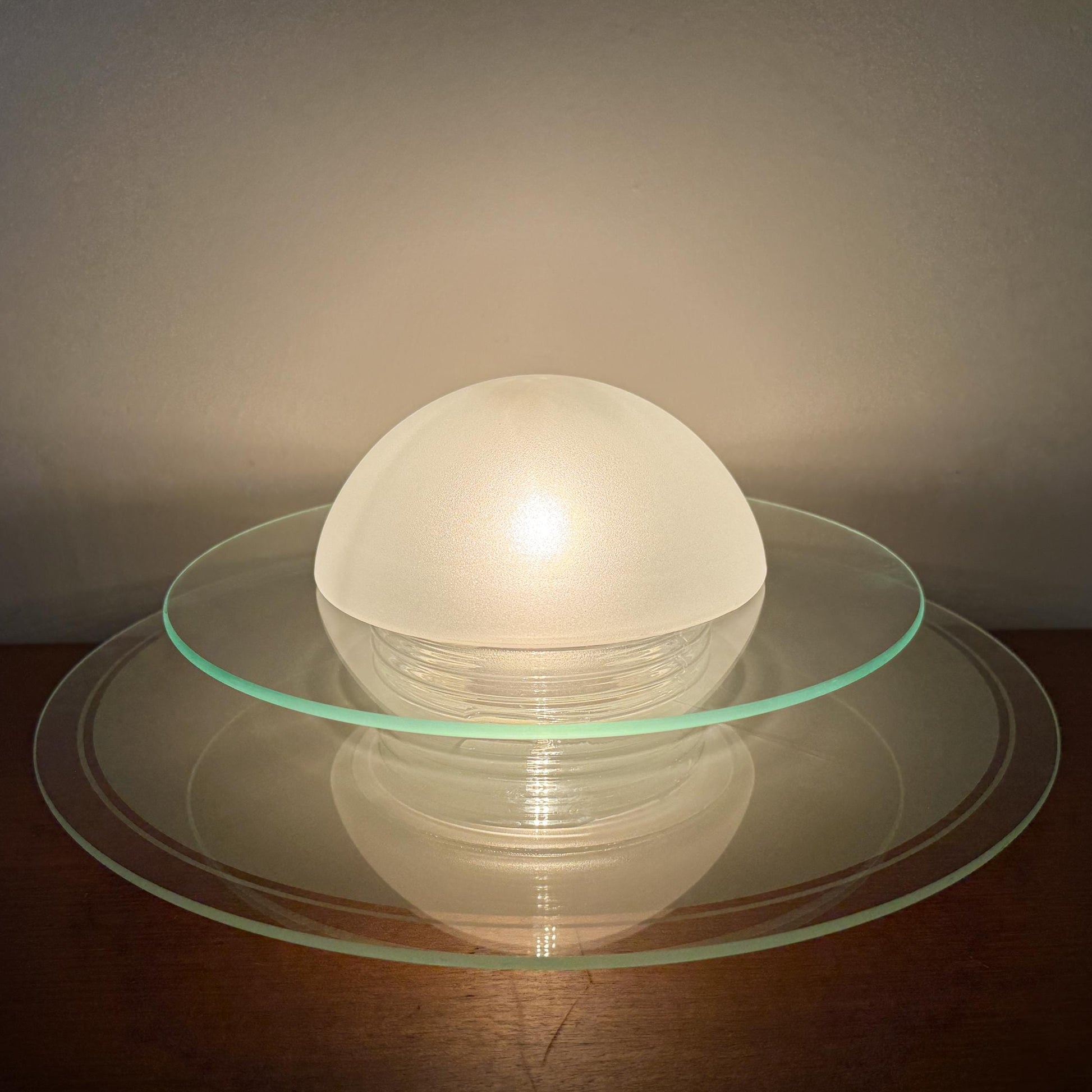 Memphis style vintage Space Age ceiling lamp with layered glass pendant.&nbsp;