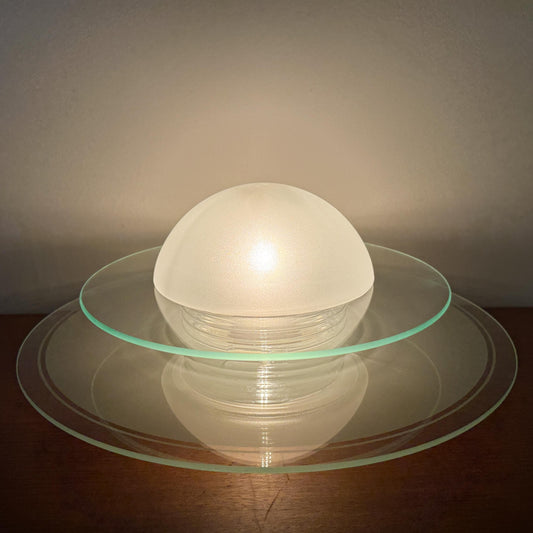 Memphis style vintage Space Age ceiling lamp with layered glass pendant.&nbsp;