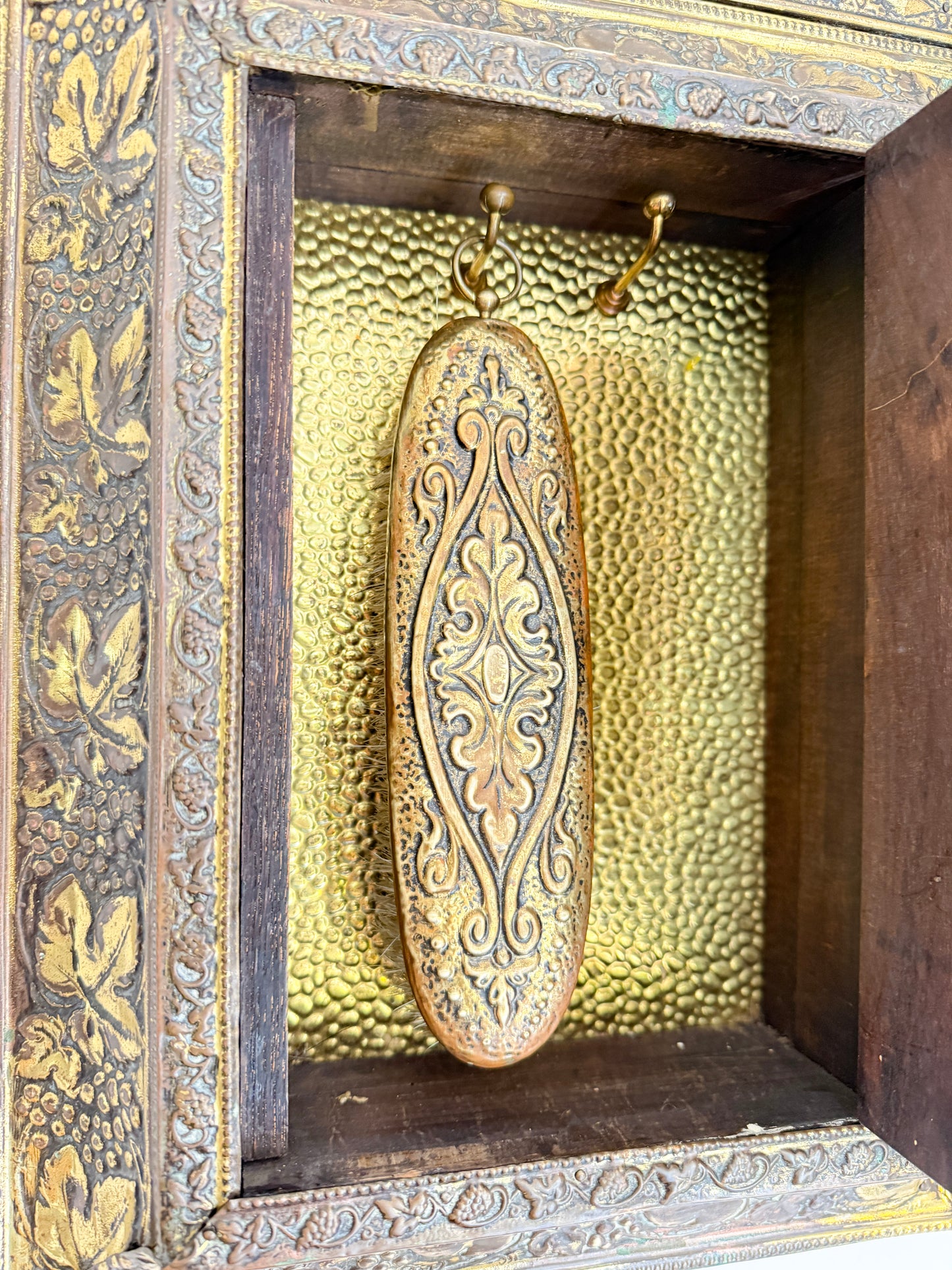 Antique Wall Cabinet with Beveled Mirror and Brush | Victorian, late 19th / early 20th Century