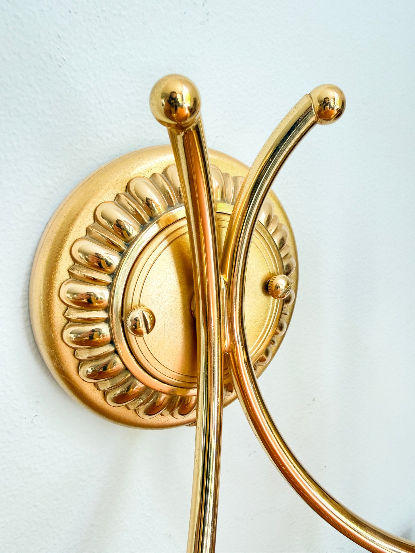 Vintage Pair of Gaetano Sciolari Double Wall Sconces in Gilt Brass | Hollywood Regency, 1960/70s