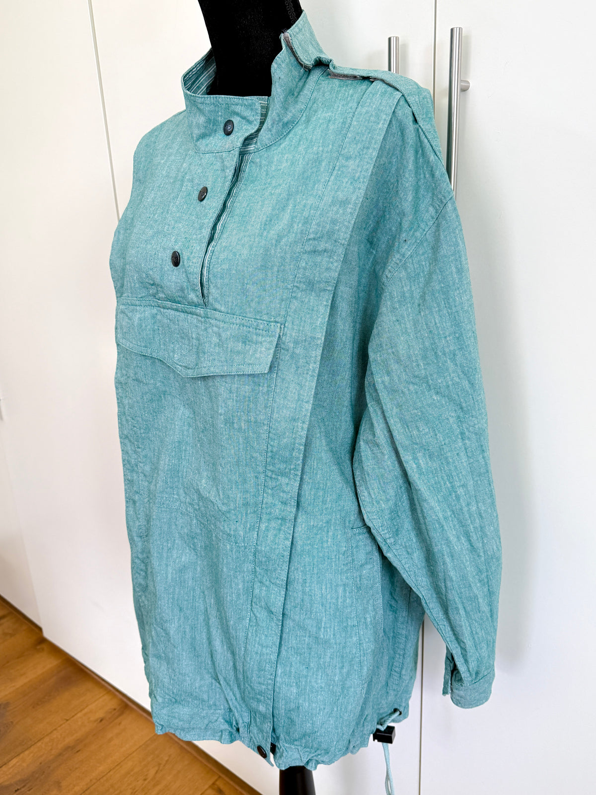 Vintage McGregor Sea Green Cotton Unisex Jacket with Asymmetric Zip | Vintage Sportswear, 1980/90s