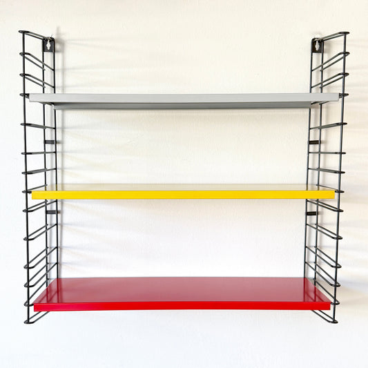 Vintage Tomado Wall Rack in Red, Yellow and Grey by Adriaan Dekker | Mid-Century Modern, 1970s