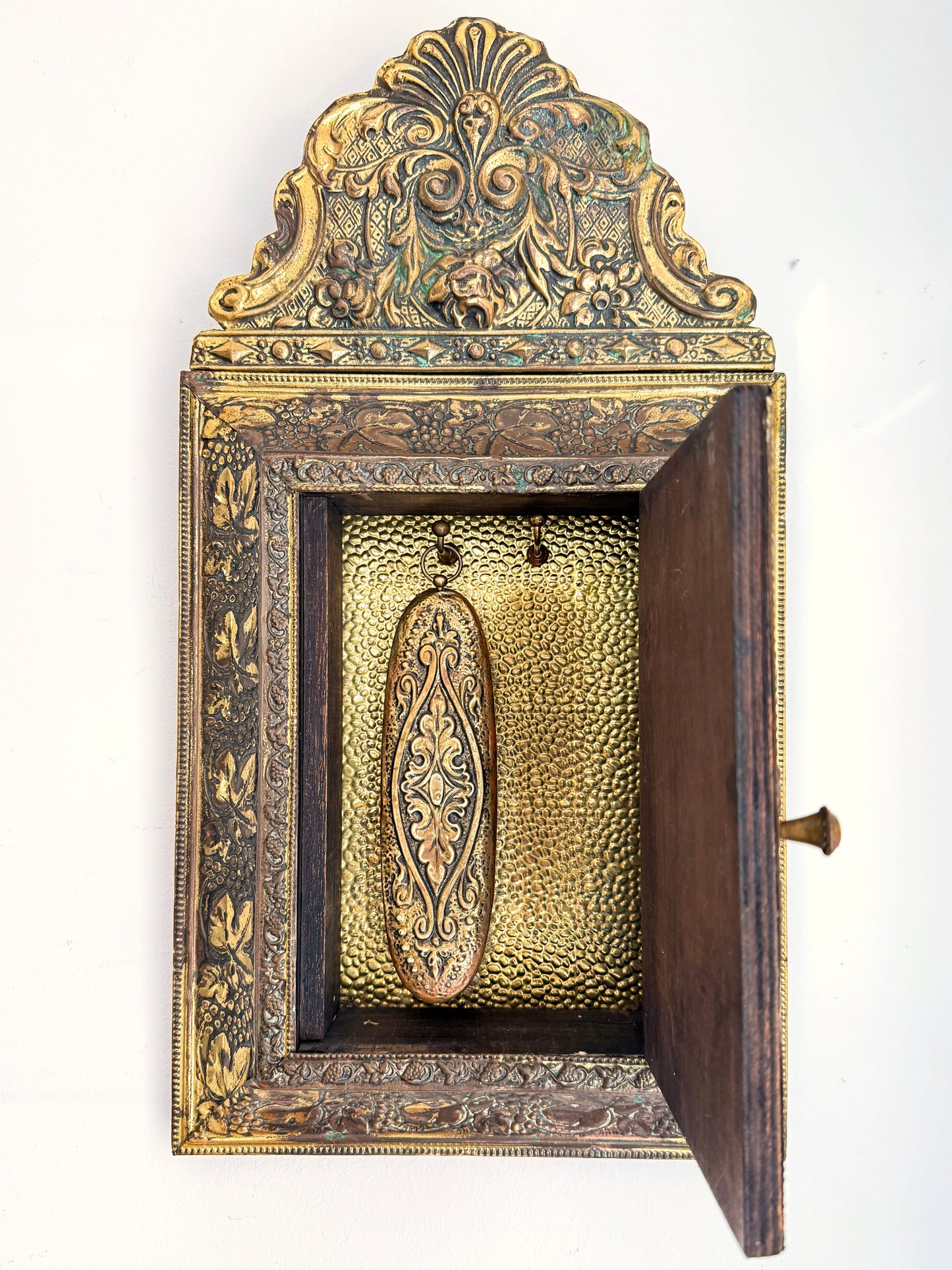 Antique Wall Cabinet with Beveled Mirror and Brush | Victorian, late 19th / early 20th Century