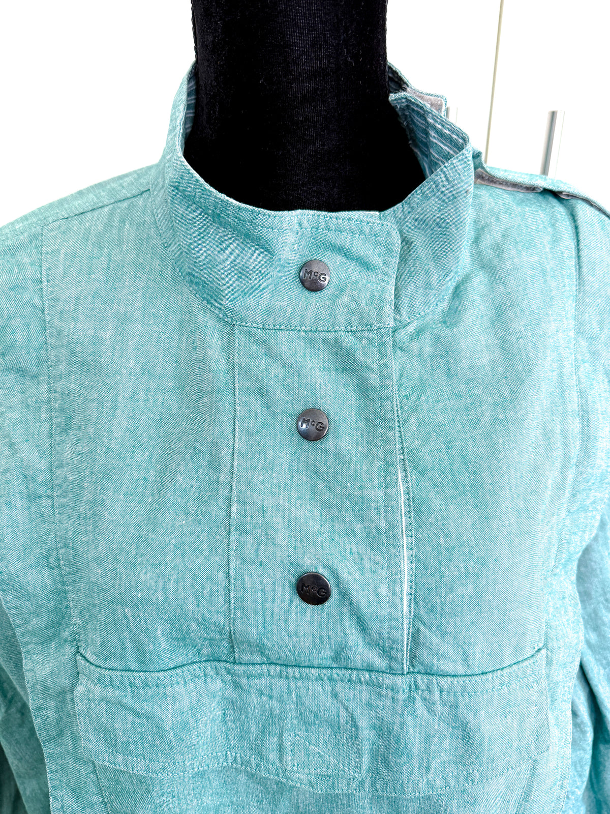 Vintage McGregor Sea Green Cotton Unisex Jacket with Asymmetric Zip | Vintage Sportswear, 1980/90s