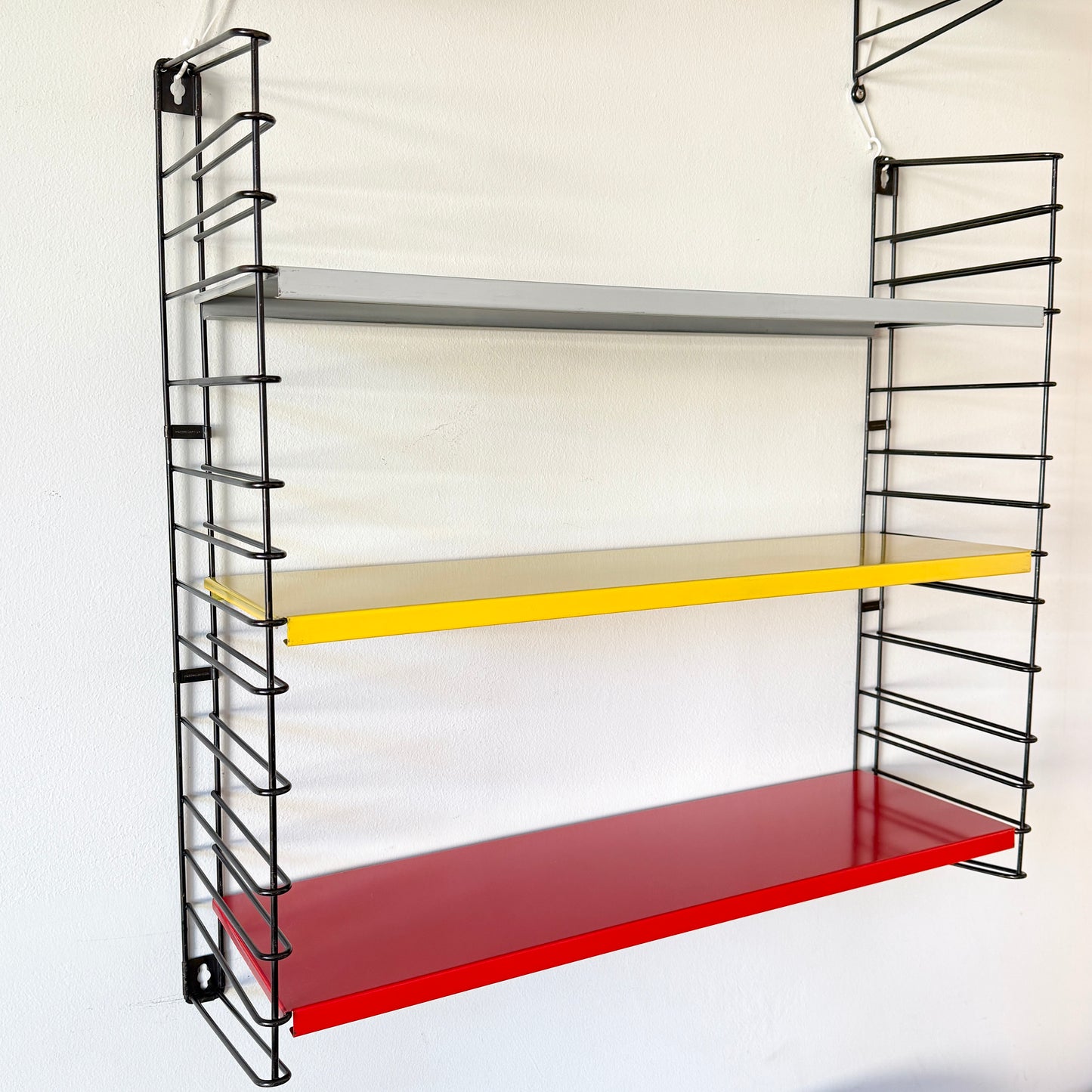 Vintage Tomado Wall Rack in Red, Yellow and Grey by Adriaan Dekker | Mid-Century Modern, 1970s