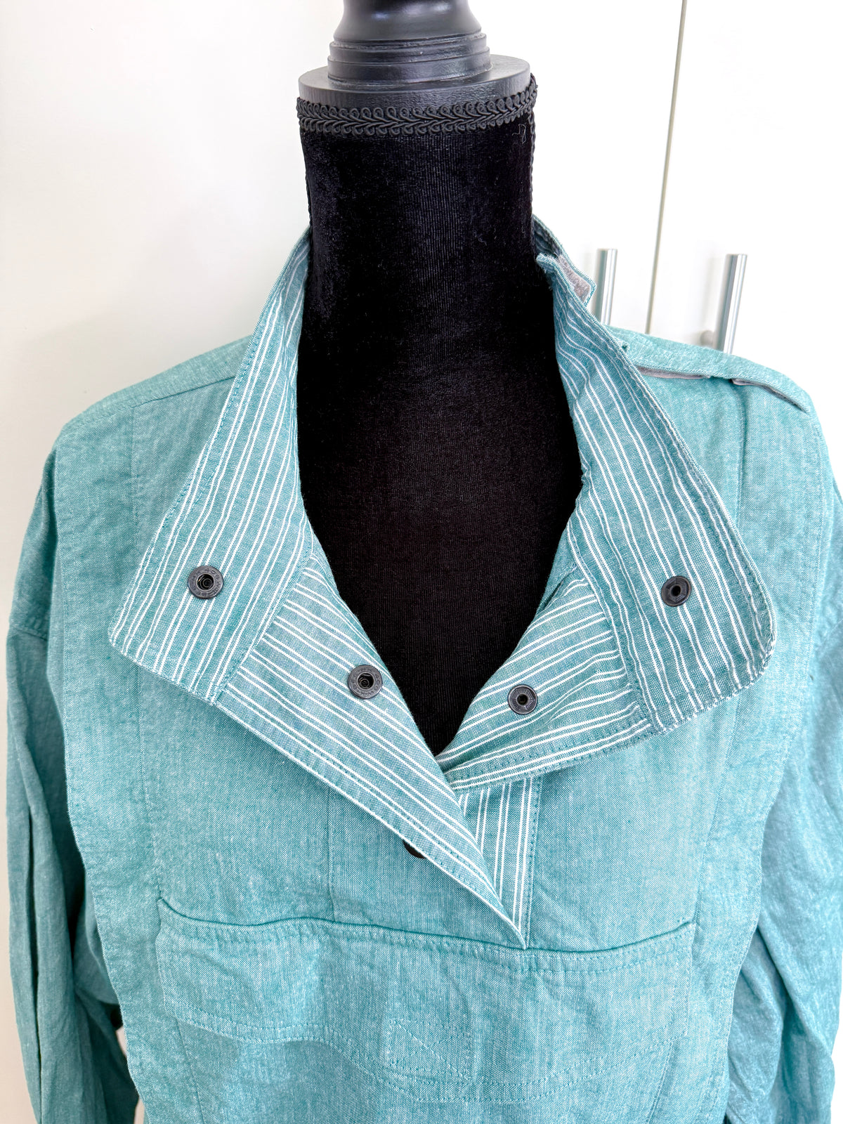 Vintage McGregor Sea Green Cotton Unisex Jacket with Asymmetric Zip | Vintage Sportswear, 1980/90s