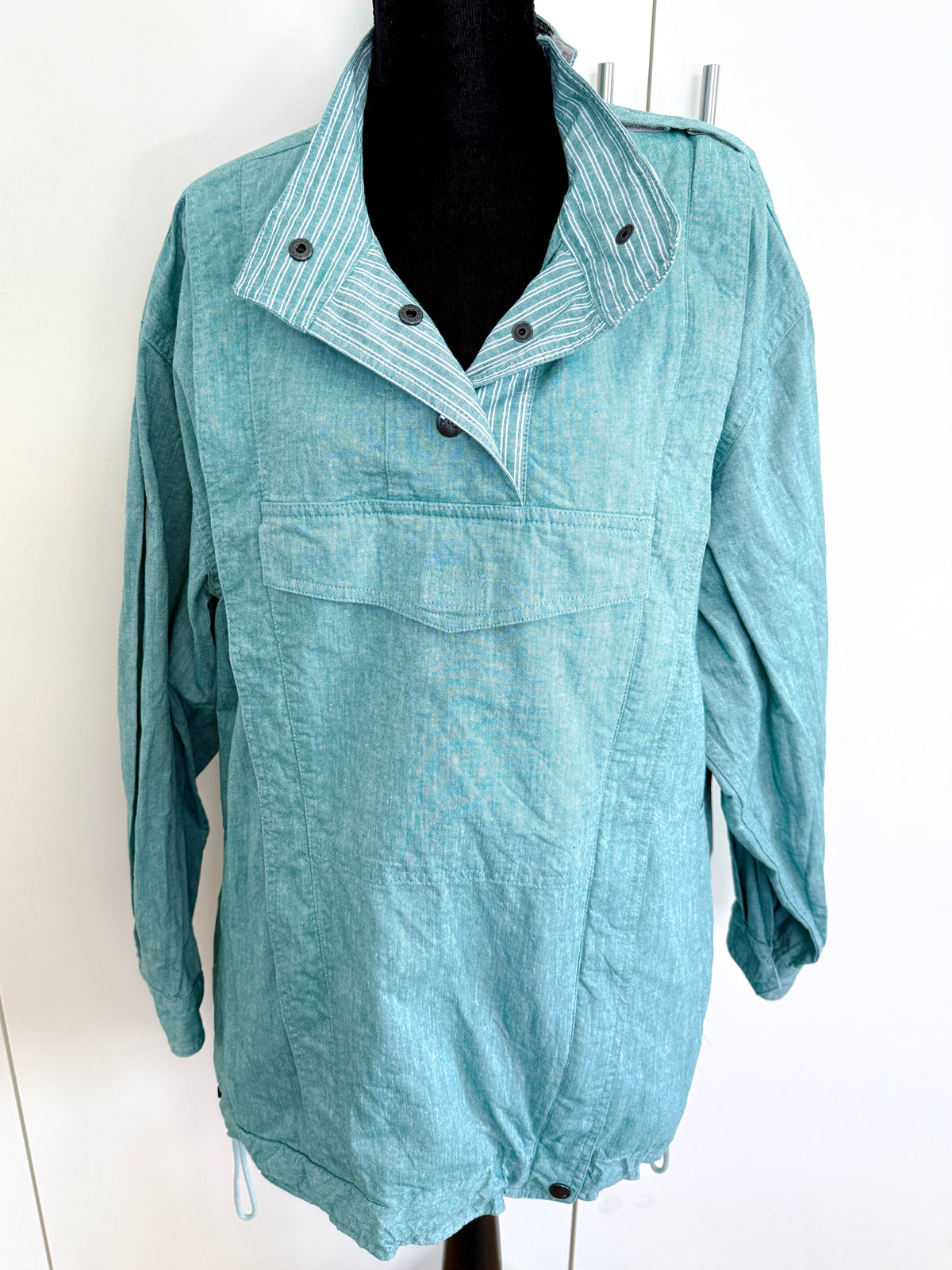 Vintage McGregor Sea Green Cotton Unisex Jacket with Asymmetric Zip | Vintage Sportswear, 1980/90s