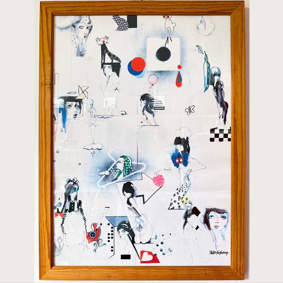 British fashion illustration poster by Julie Verhoeven for Boutique by Jaeger, printed paper, 2010.