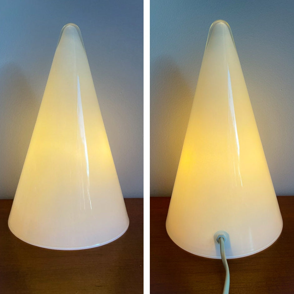 Vintage Glass Teepee Table Lamps by ILU Design & SCE France | Space-Age Minimalist, 1980s