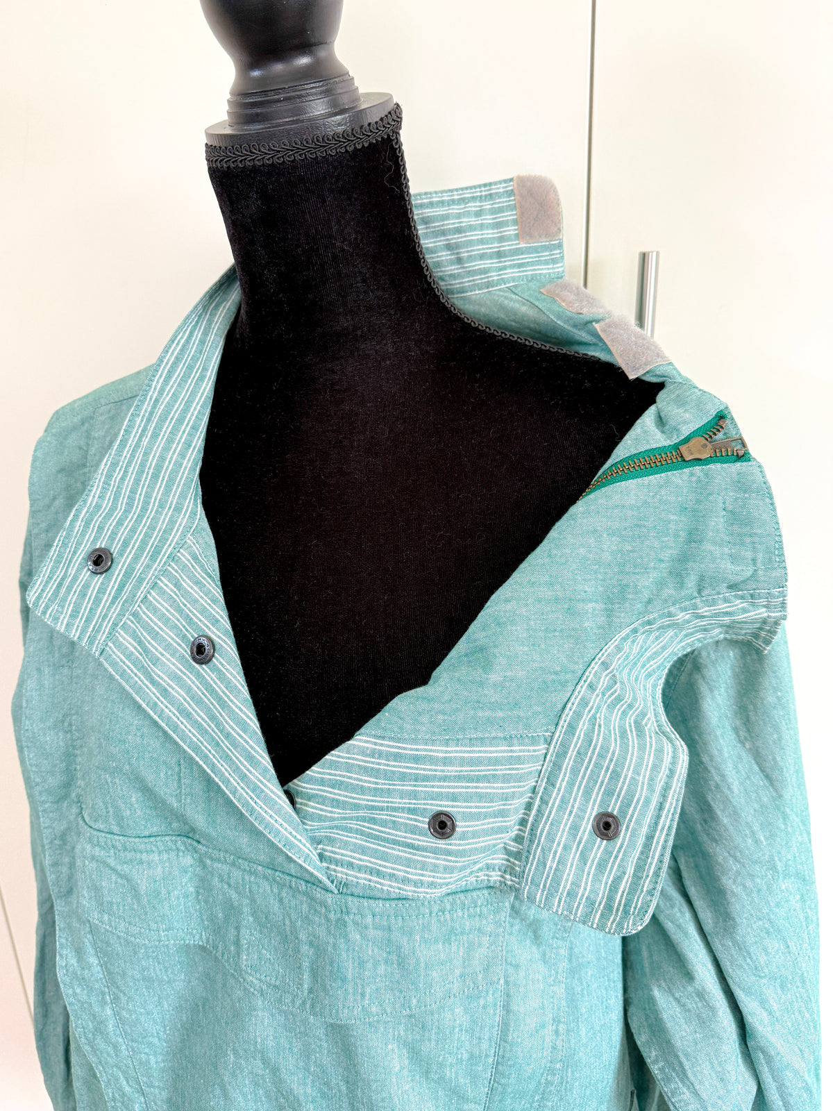 Vintage McGregor Sea Green Cotton Unisex Jacket with Asymmetric Zip | Vintage Sportswear, 1980/90s